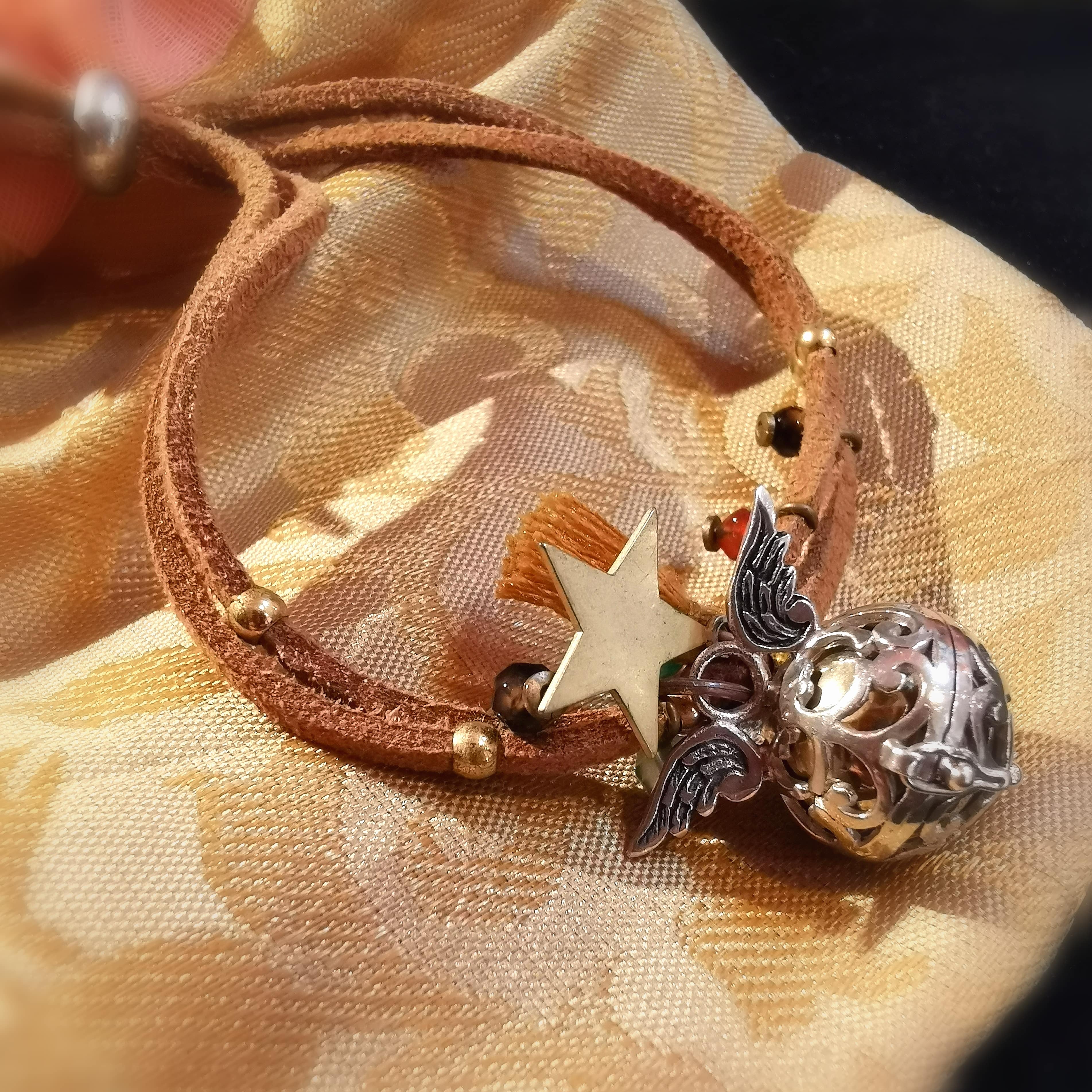 Engelsrufer Flügel Armband sweet dreams silber braun sandfarben - geweiht