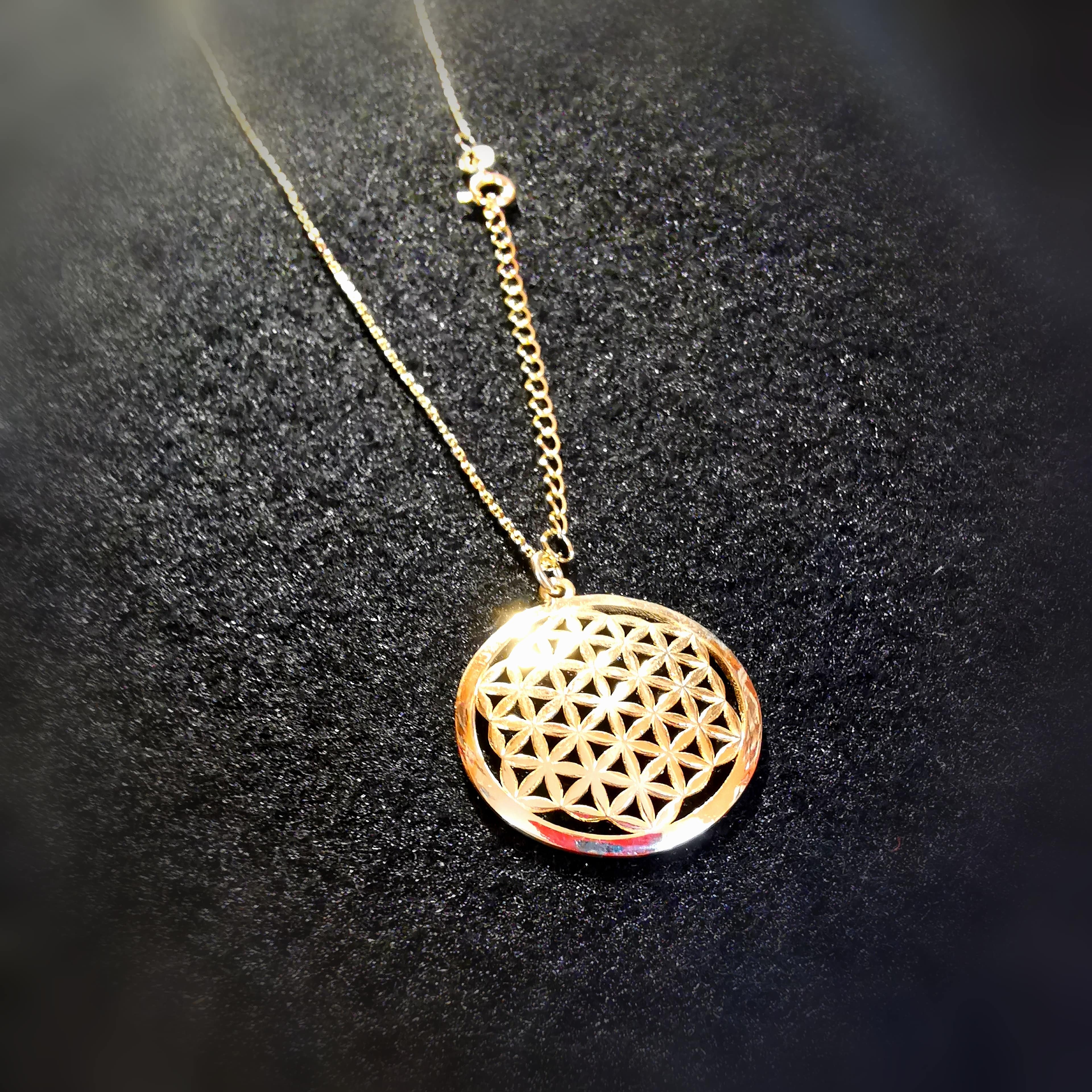 Lebensblume Blume des Lebens Mandala Karma Kette Sterlingsilber, geweiht - Harmonie
