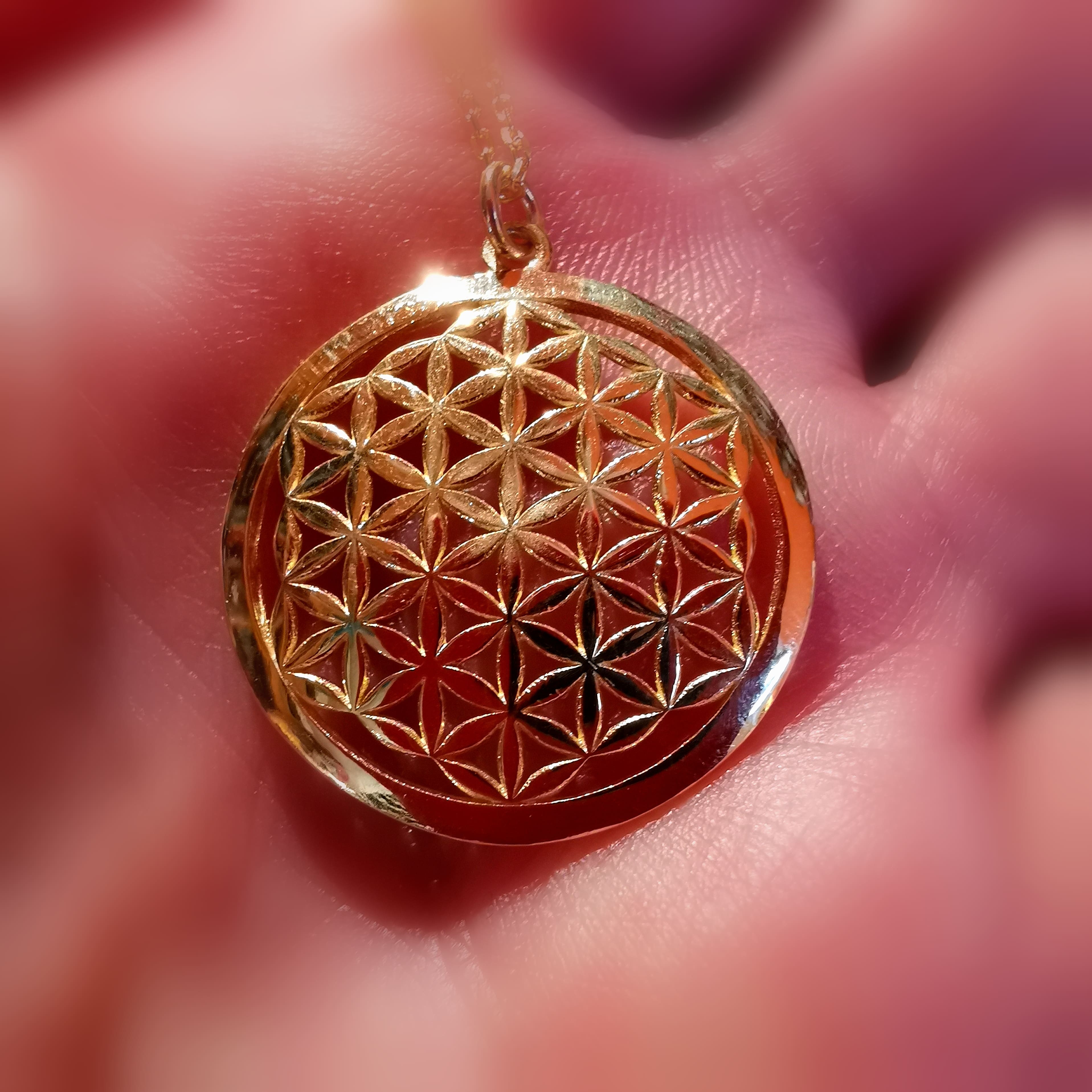 Lebensblume Blume des Lebens Mandala Karma Kette Sterlingsilber, geweiht - Harmonie