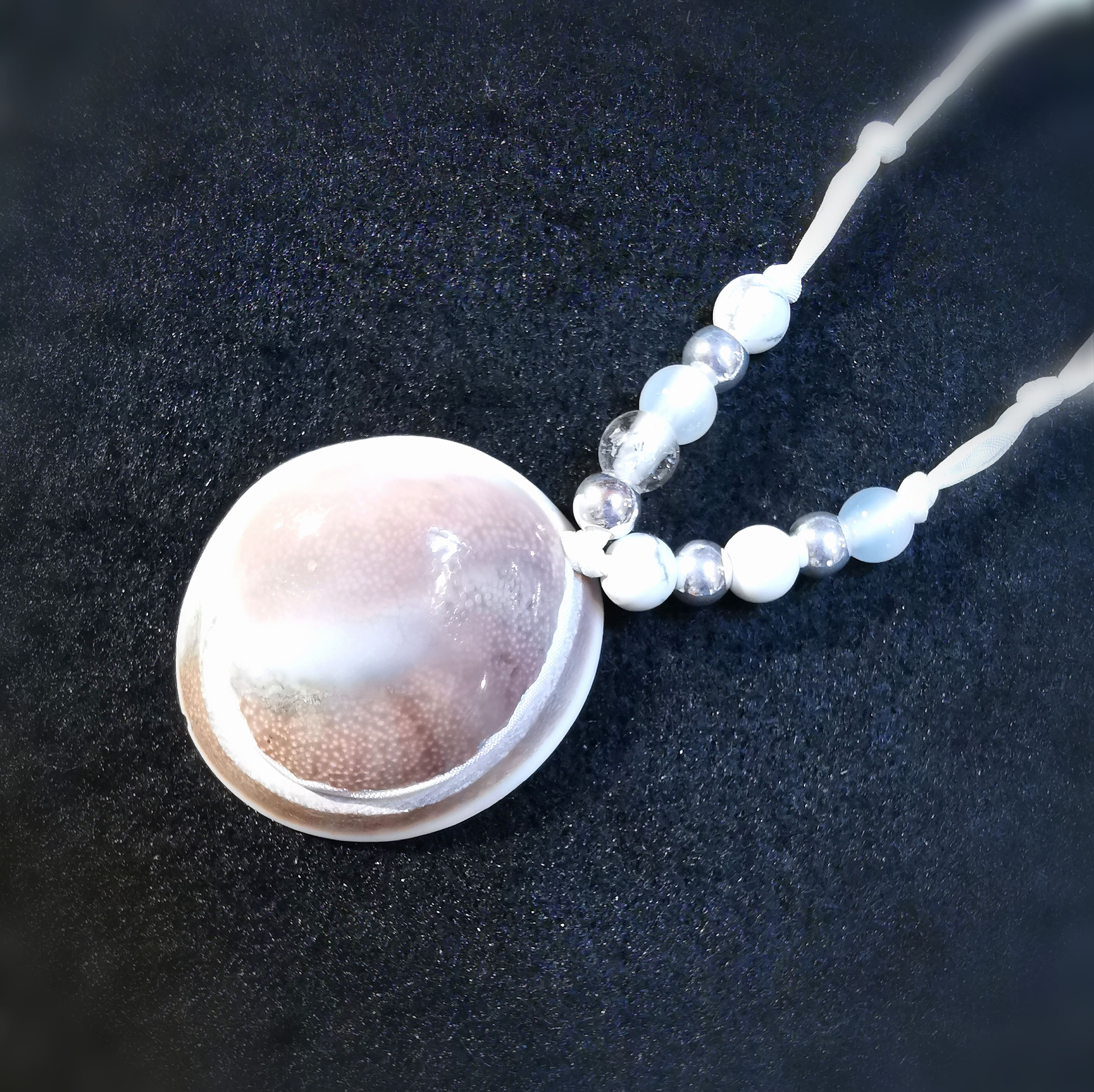 🐚 Shiva Auge Muschel XL Hippie Edelstein Karma Kette – Lust auf Sommer, geweiht ✨