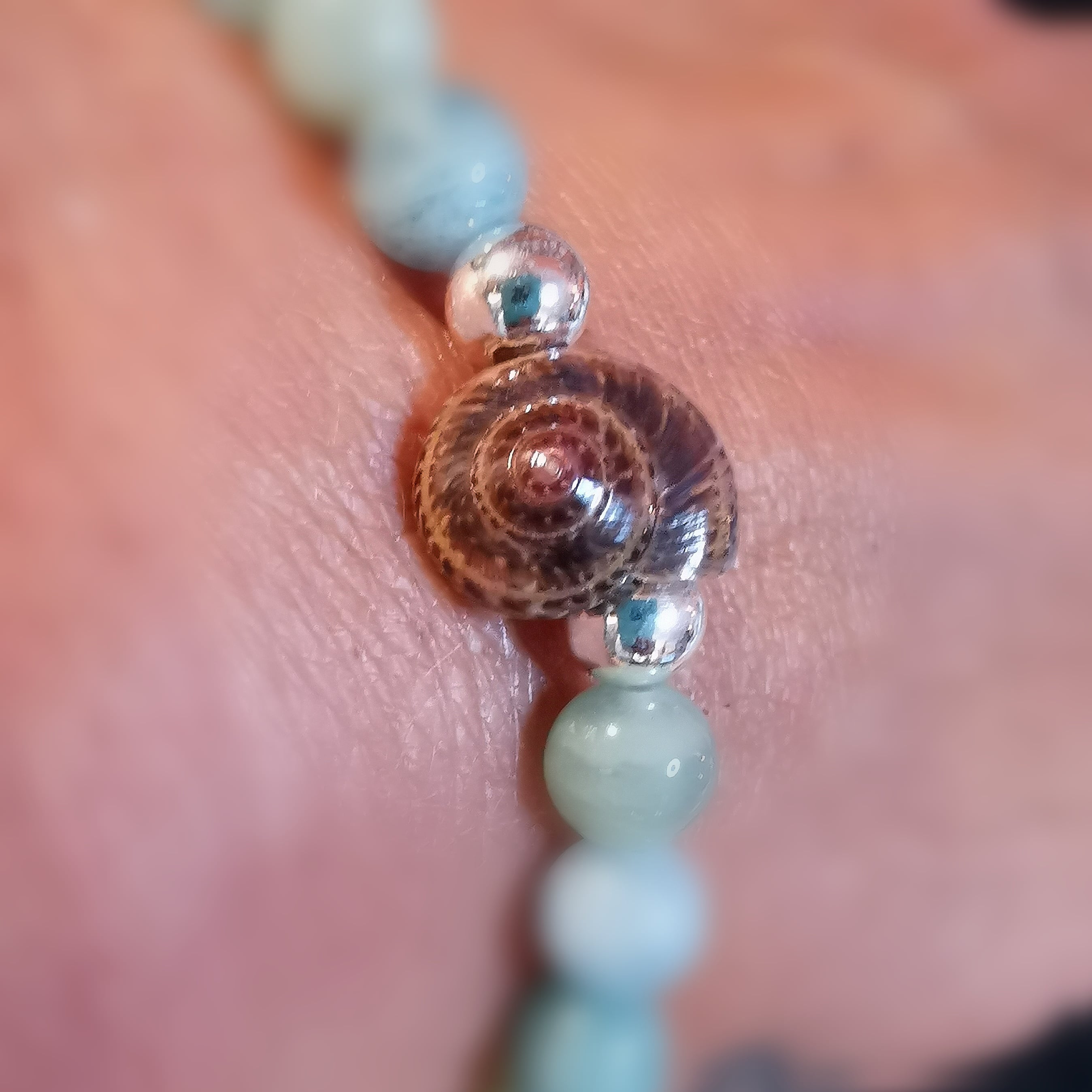 Muschel Aquamarin Heliodor Beryll Edelstein Heilstein Karma Armband, geweiht - Lebenslust
