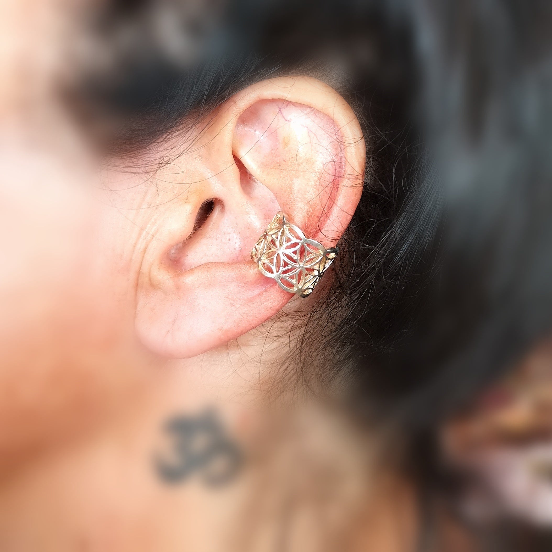 Lebensblume Blume des Lebens Ohrringe Ohrklemme Sterlingsilber - Harmonie