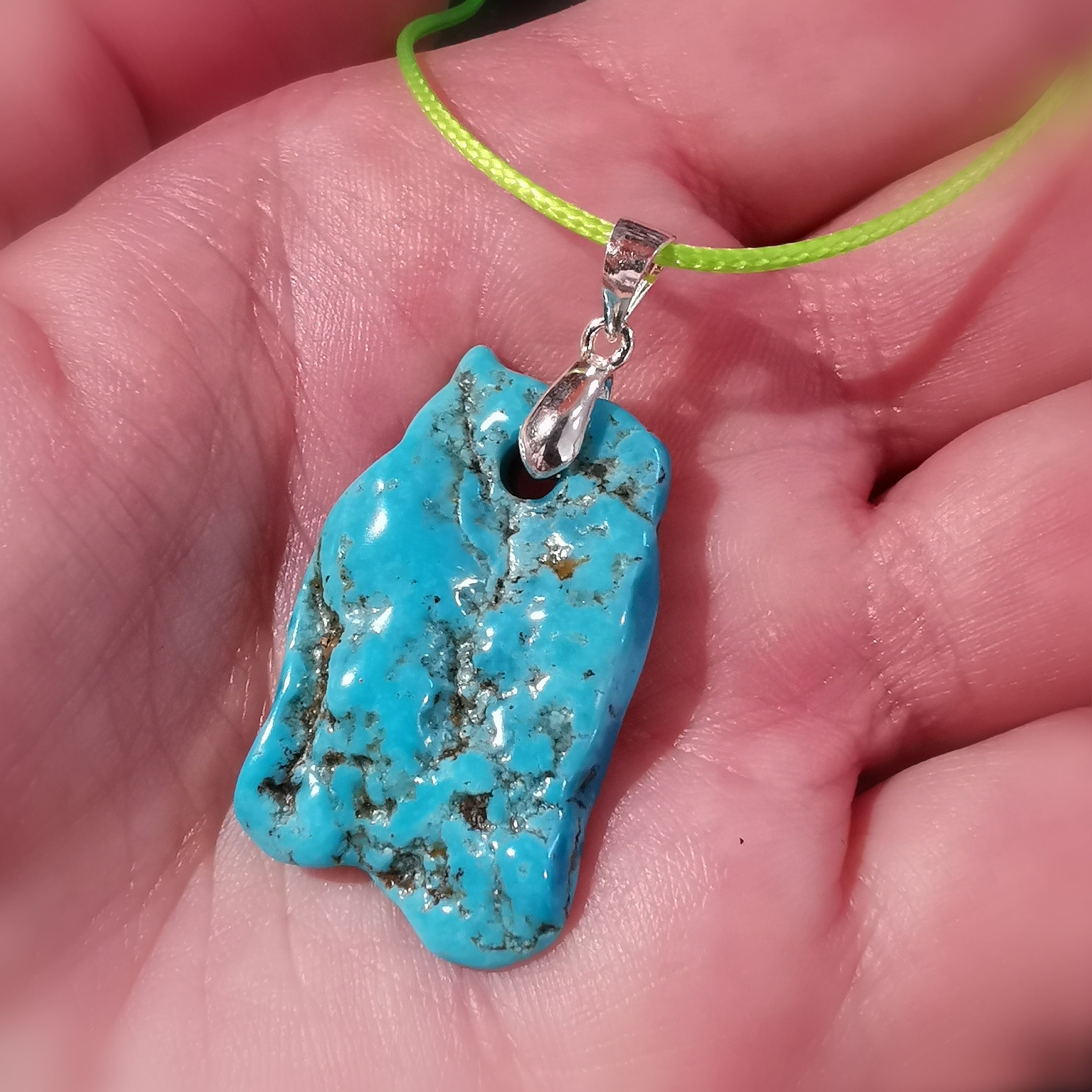 ✨ Arizona Türkis Nugget Edelstein Kette – Urlaubsgefühle & Ausdruckskraft, geweiht ✨