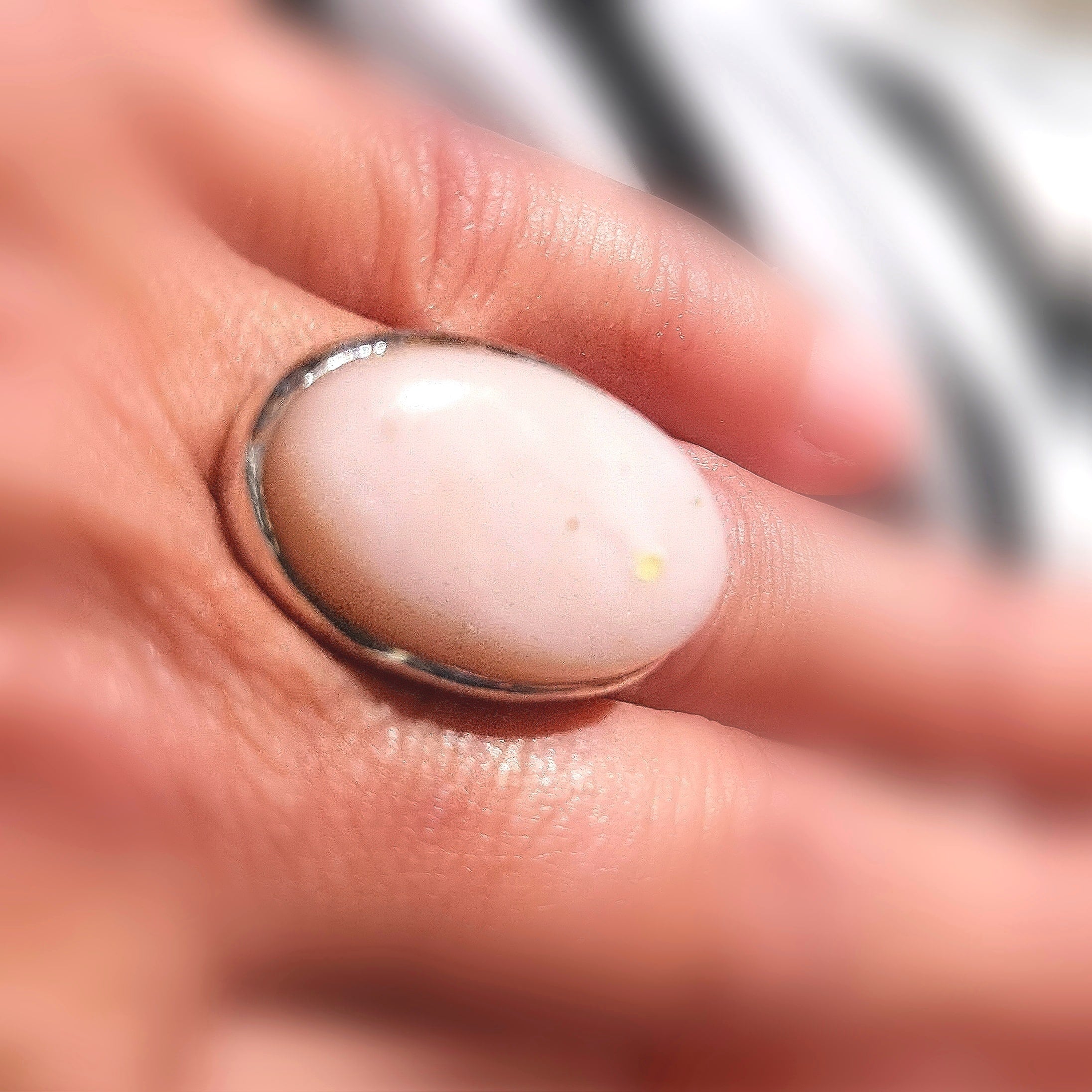 Rosa Opal Edelstein Heilstein Sterlingsilber Ring oval - verstellbar - Lebensfreude