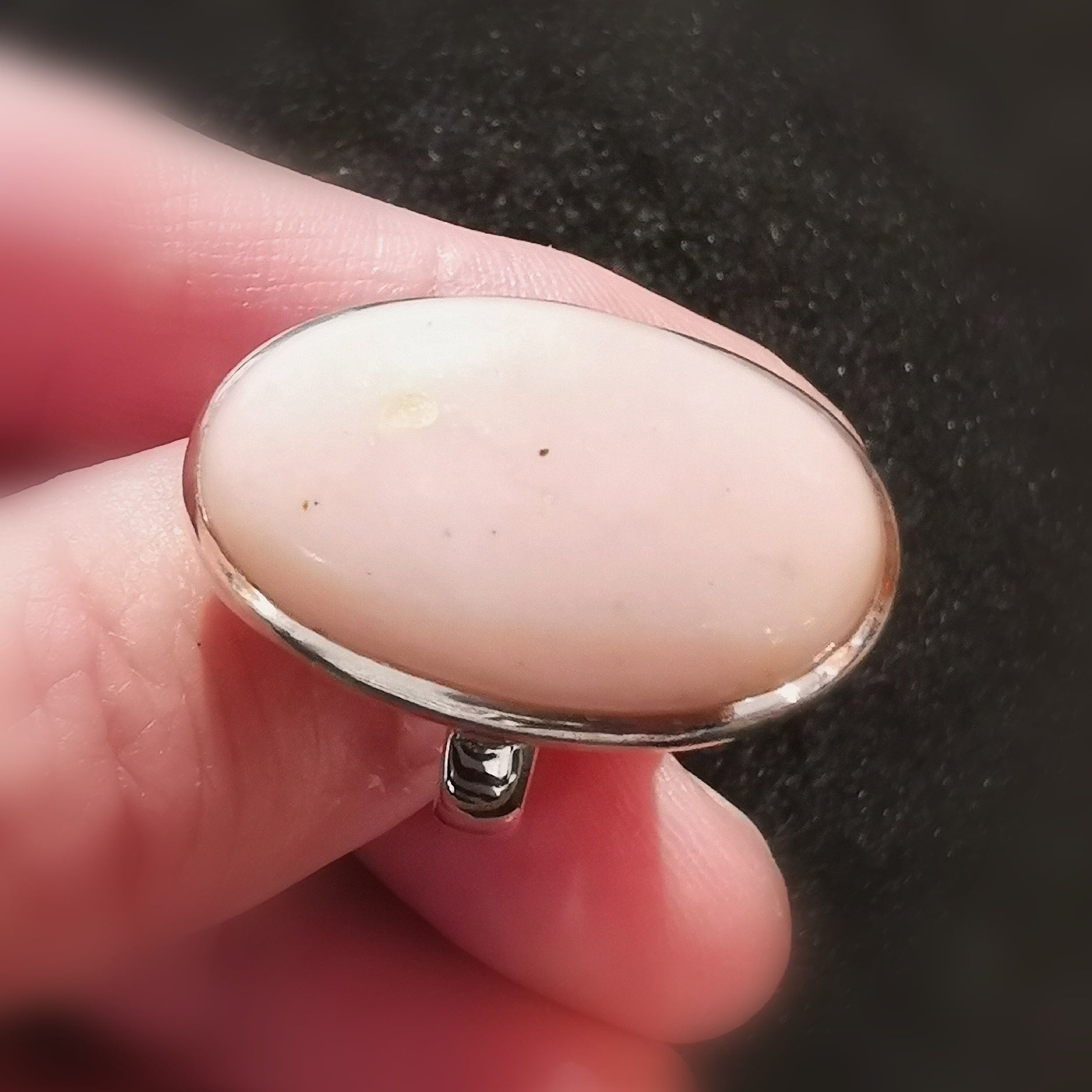 Rosa Opal Edelstein Heilstein Sterlingsilber Ring oval - verstellbar - Lebensfreude