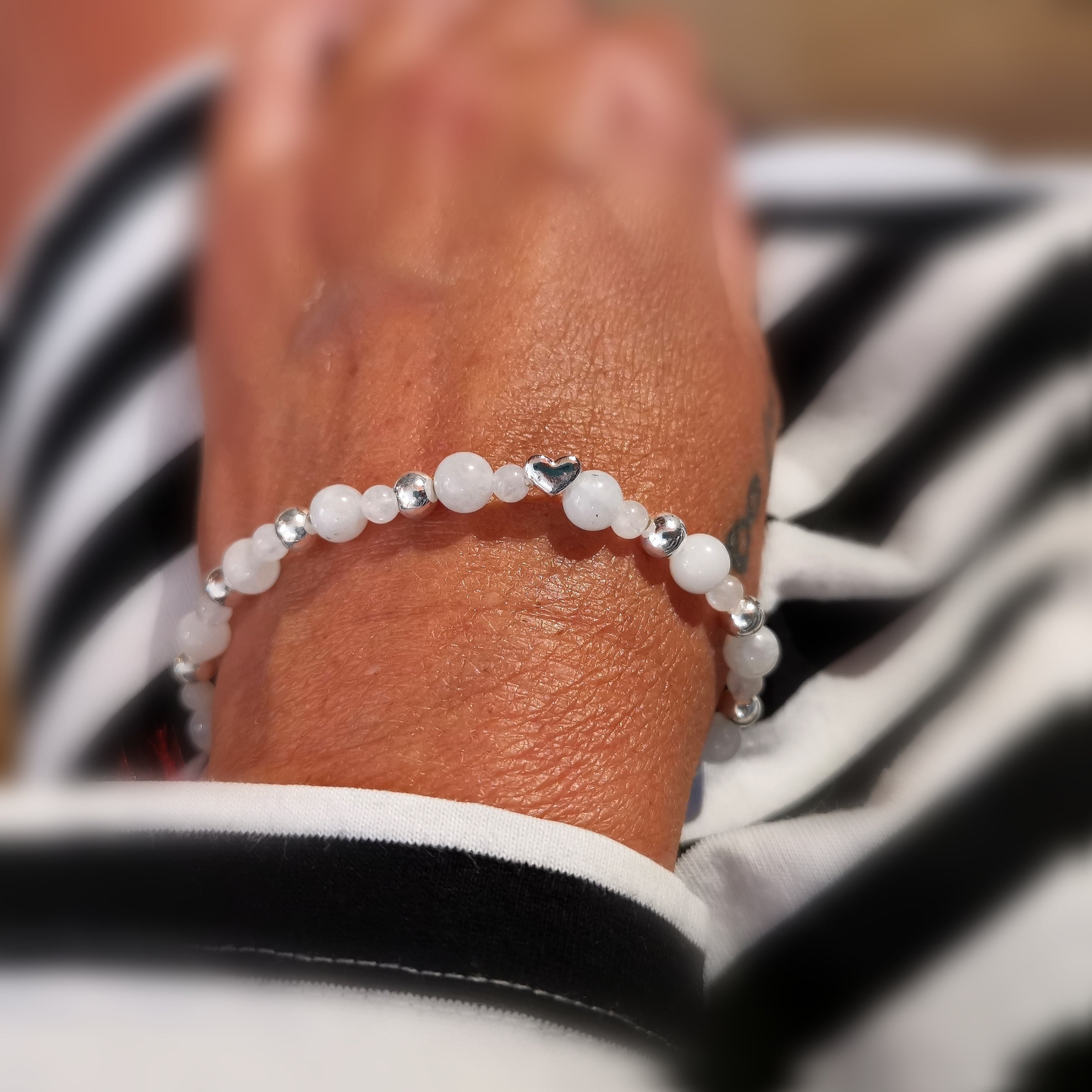 ✨ Rainbow Moonstone Gemstone Bracelet – Consecrated for new life energy ✨