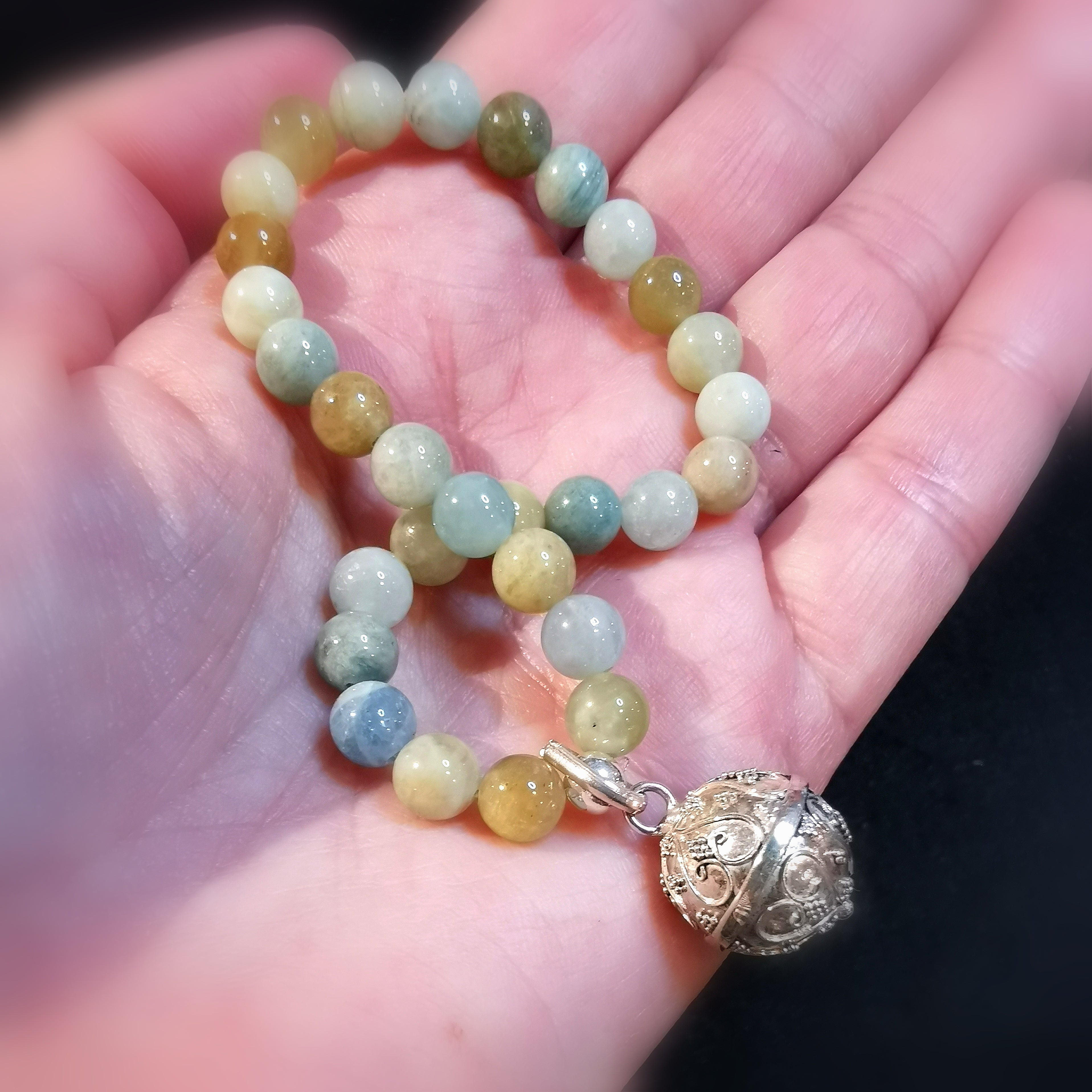 Engelsrufer Beryll Heliodor Aquamarin Edelstein Heilstein Karma Armband, geweiht - Leichtigkeit