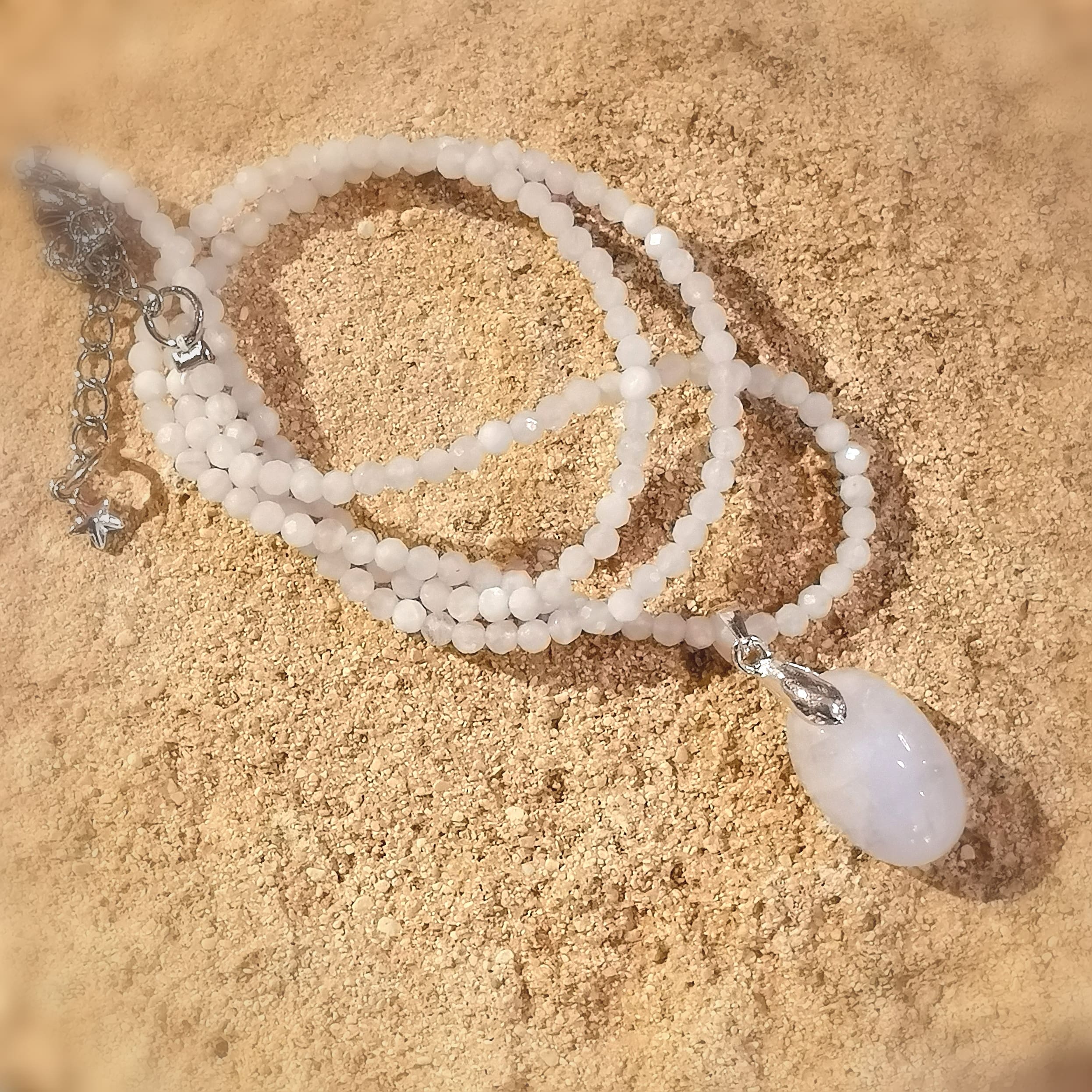 Regenbogen Mondstein Edelstein Heilstein Anhänger und Kette filigran 2 mm - Harmonie und Ausgeglichenheit