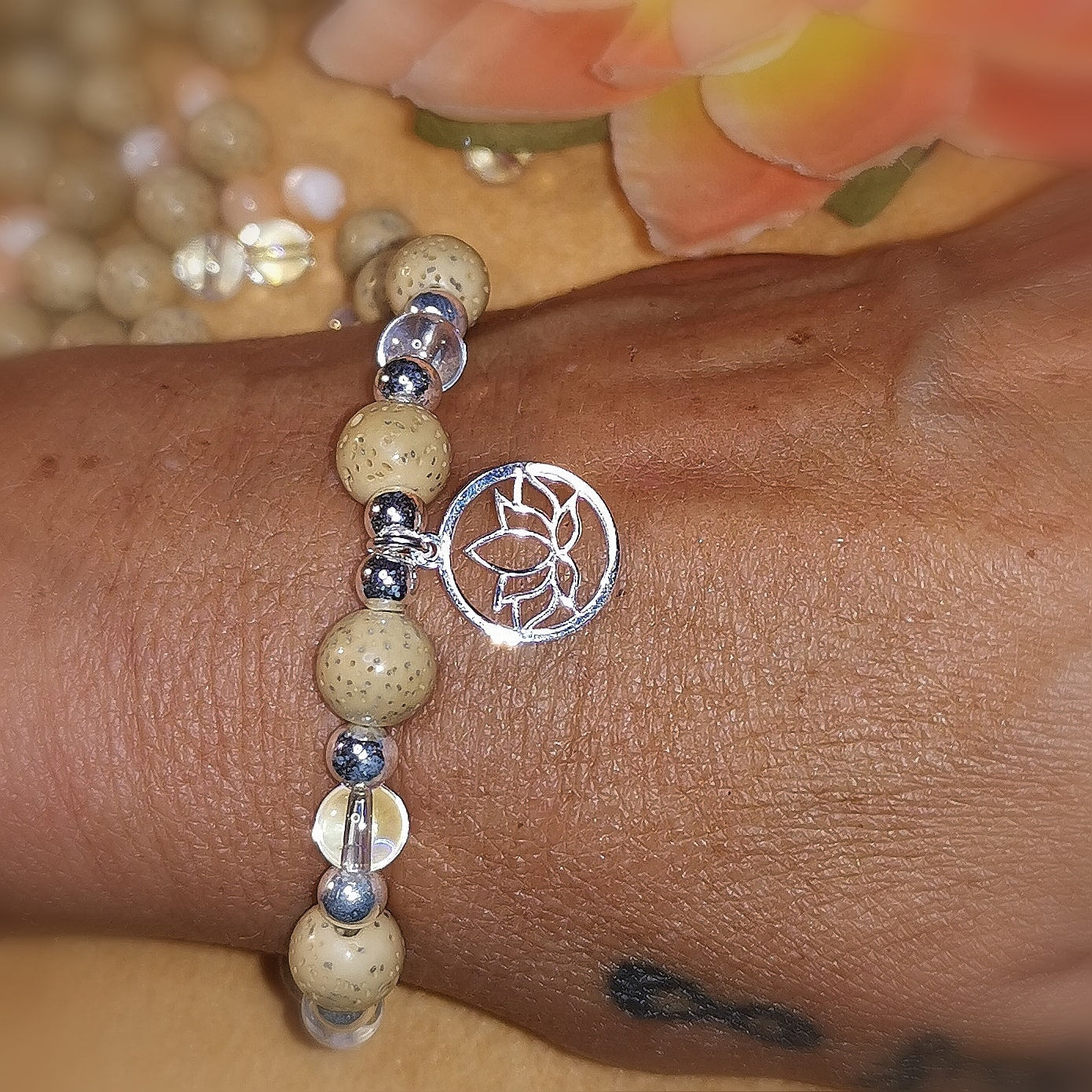 Lotus und Angel Aura Edelstein Heilstein Edelstein Karma Armband, geweiht - Zauber des Lebens