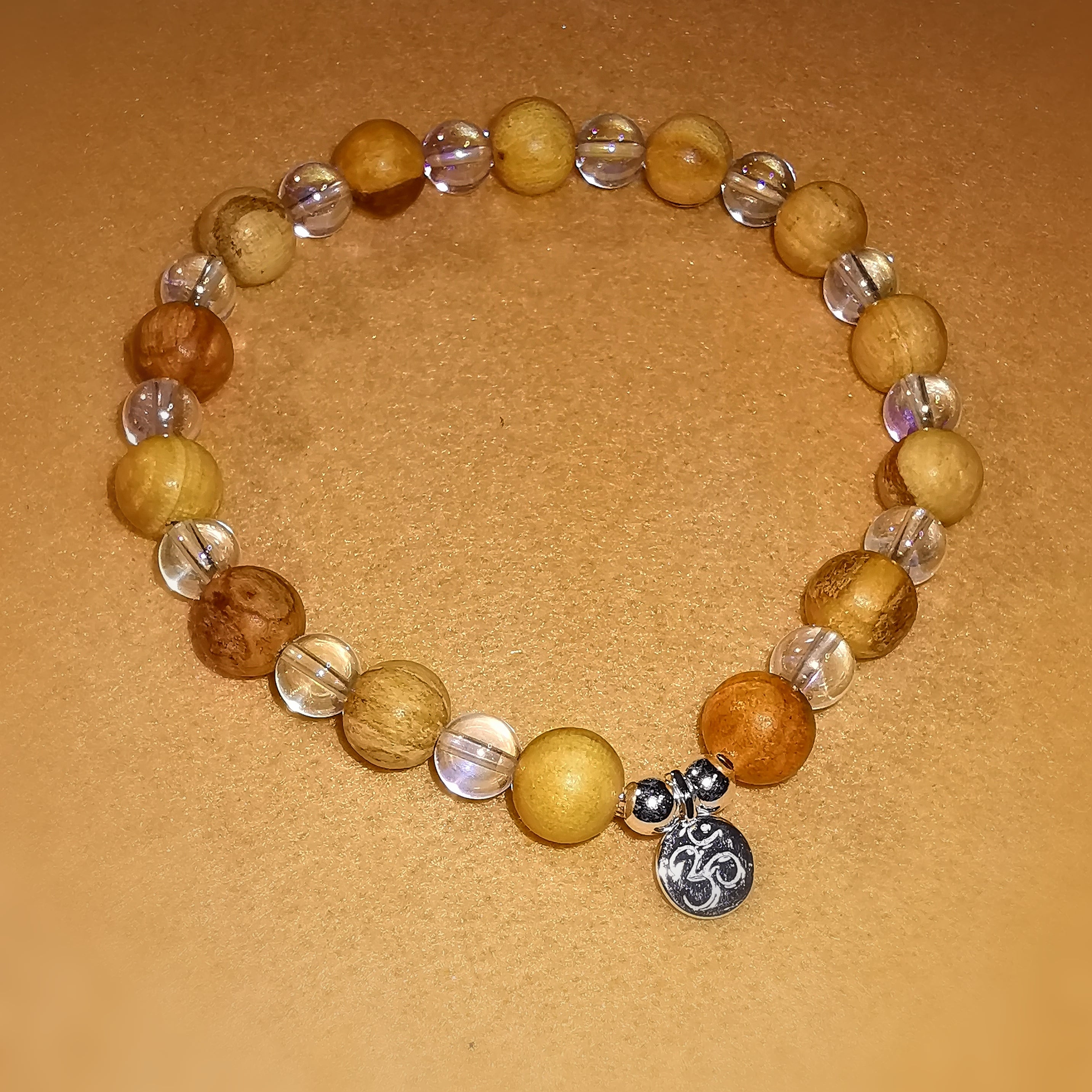 Palo Santo Angel Aura Edelstein Sterlingsilber Om Amulett Karma Armband - Intuition und Vertrauen