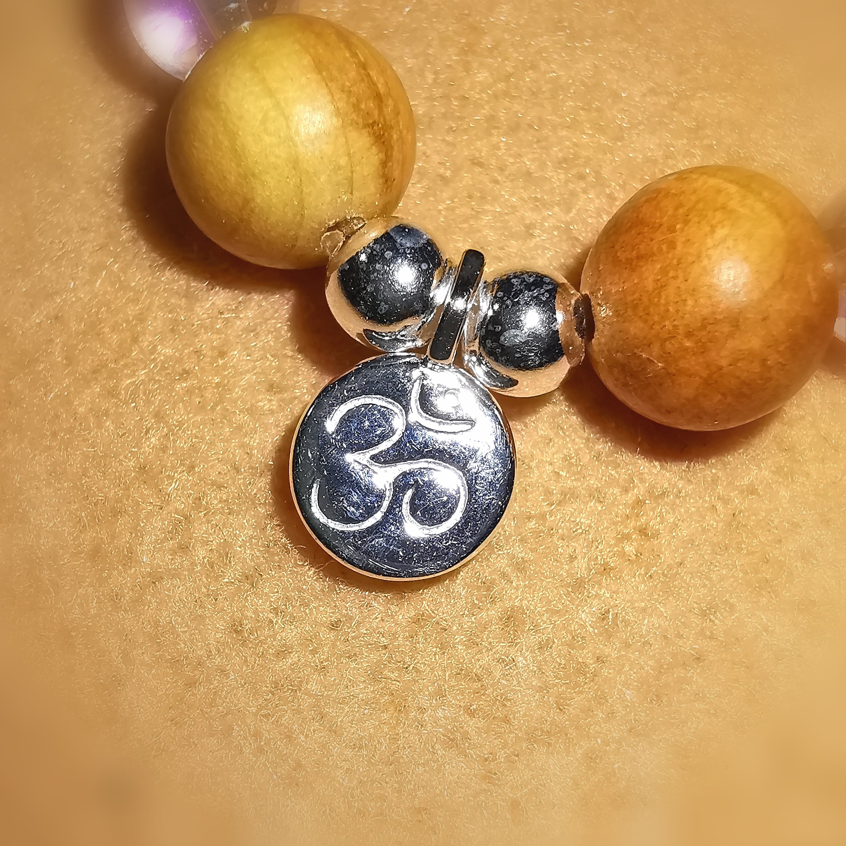 Palo Santo Angel Aura Edelstein Sterlingsilber Om Amulett Karma Armband - Intuition und Vertrauen