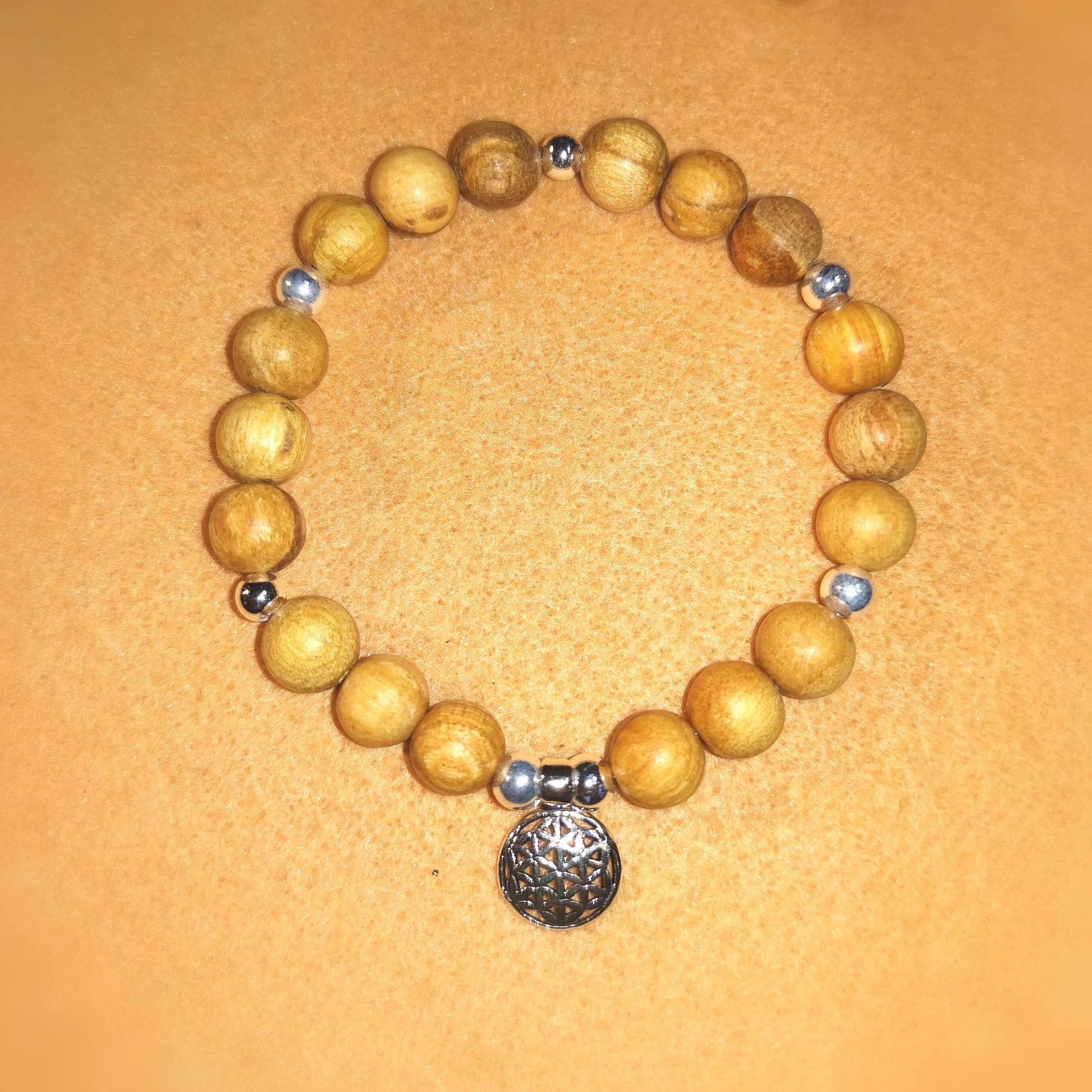 Palo Santo Lebensblume Karma Armband, heiliges Holz, Schutz - Heilung - Harmonie