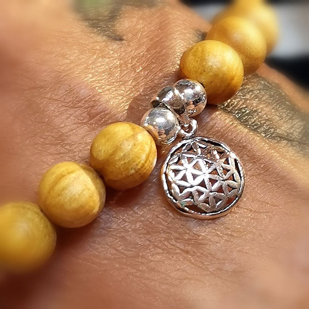 Palo Santo Lebensblume Karma Armband, heiliges Holz, Schutz - Heilung - Harmonie