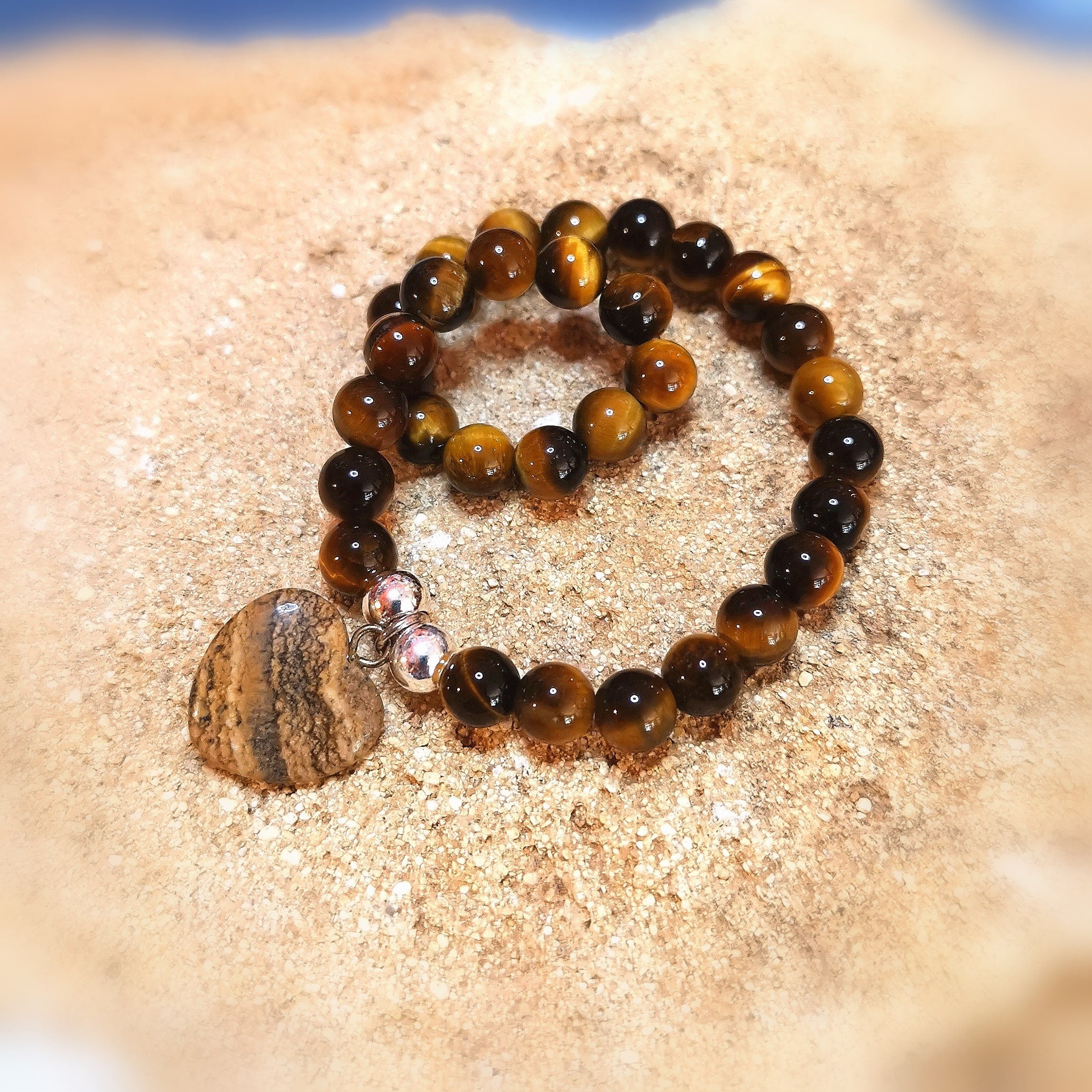 Herz Edelstein Karma Armband, Tigerauge braun, Heilstein Chakra wellness, Mut und StärkeHerz Edelstein Karma Armband, Tigerauge braun, Heilstein Chakra wellness, Mut und Stärke