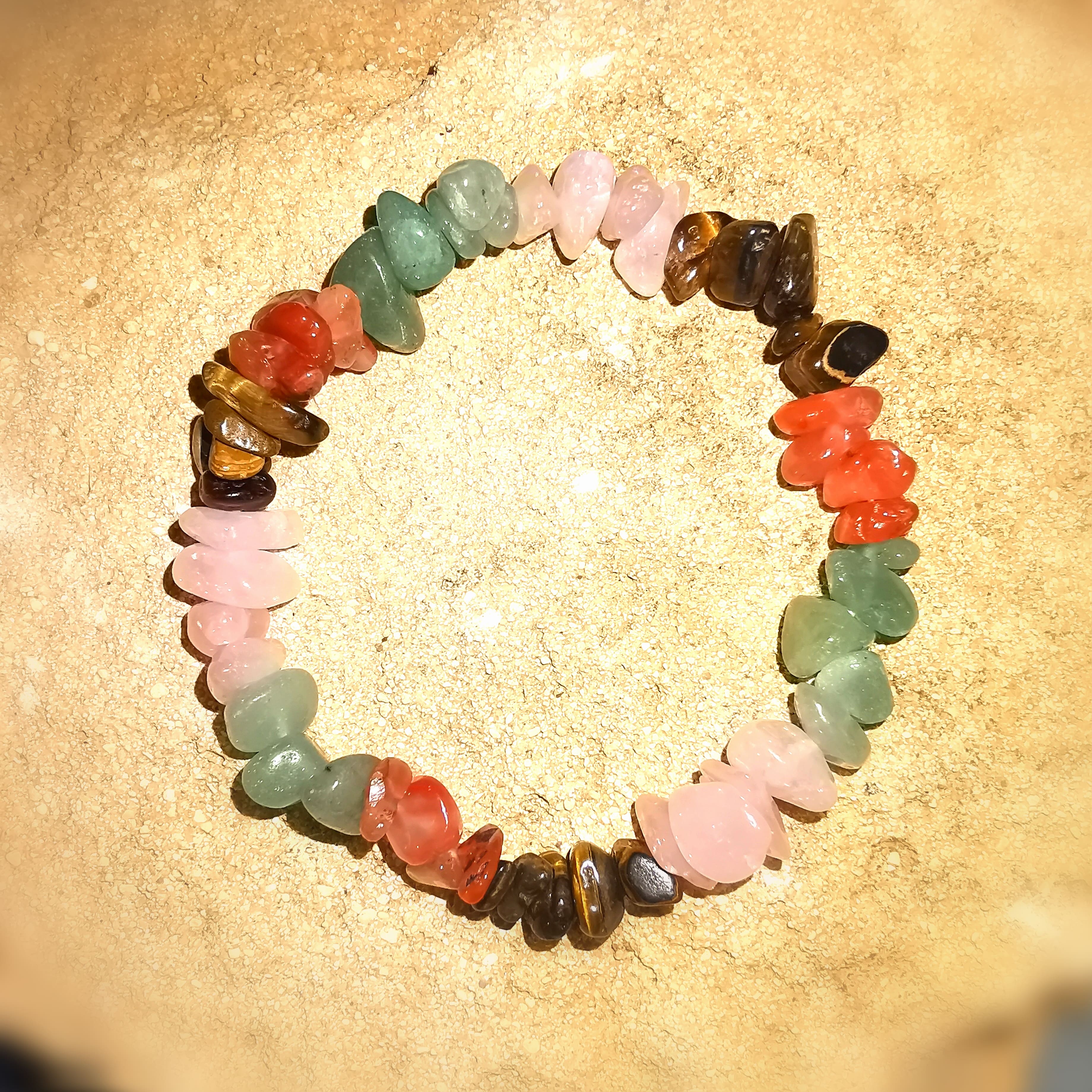 colorful chakra gemstone healing stone karma bracelet - love and joy