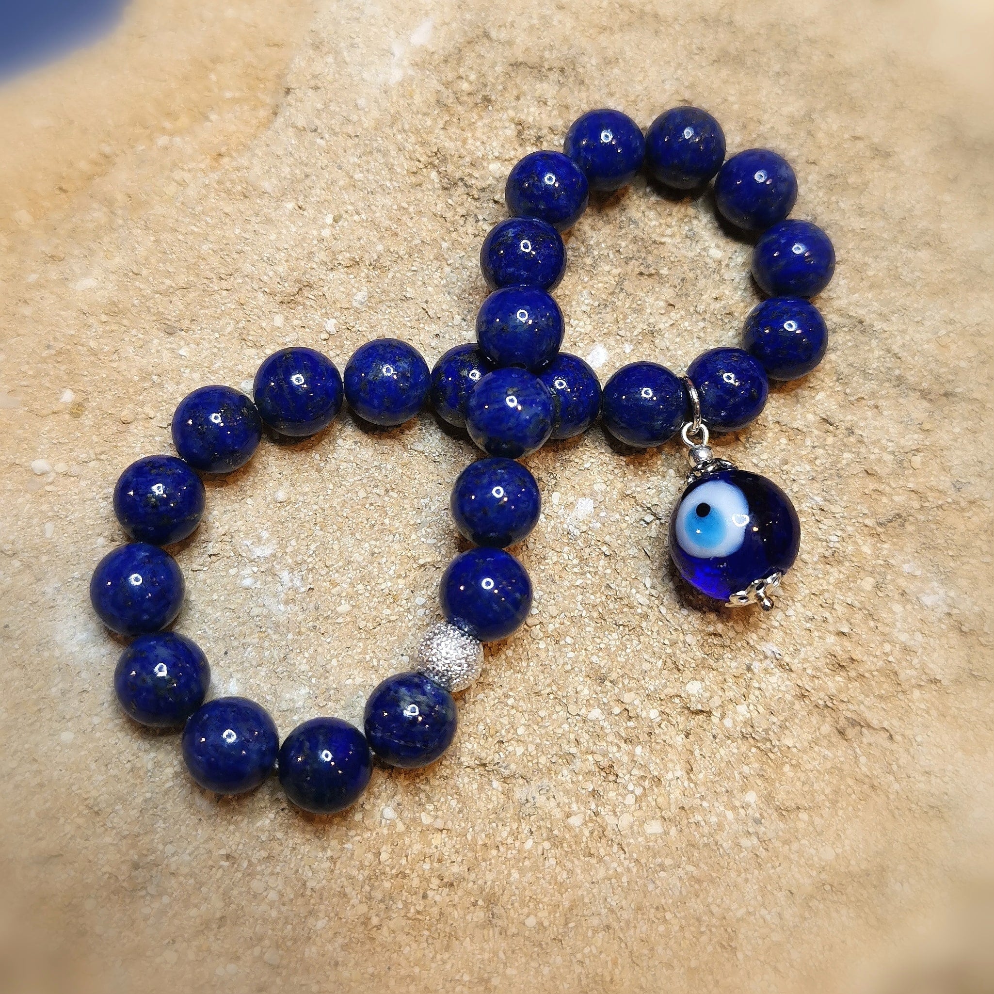 Lapislazuli Edelstein Heilstein türkisches Auge Karma Armband blau - ich bin im Schutz