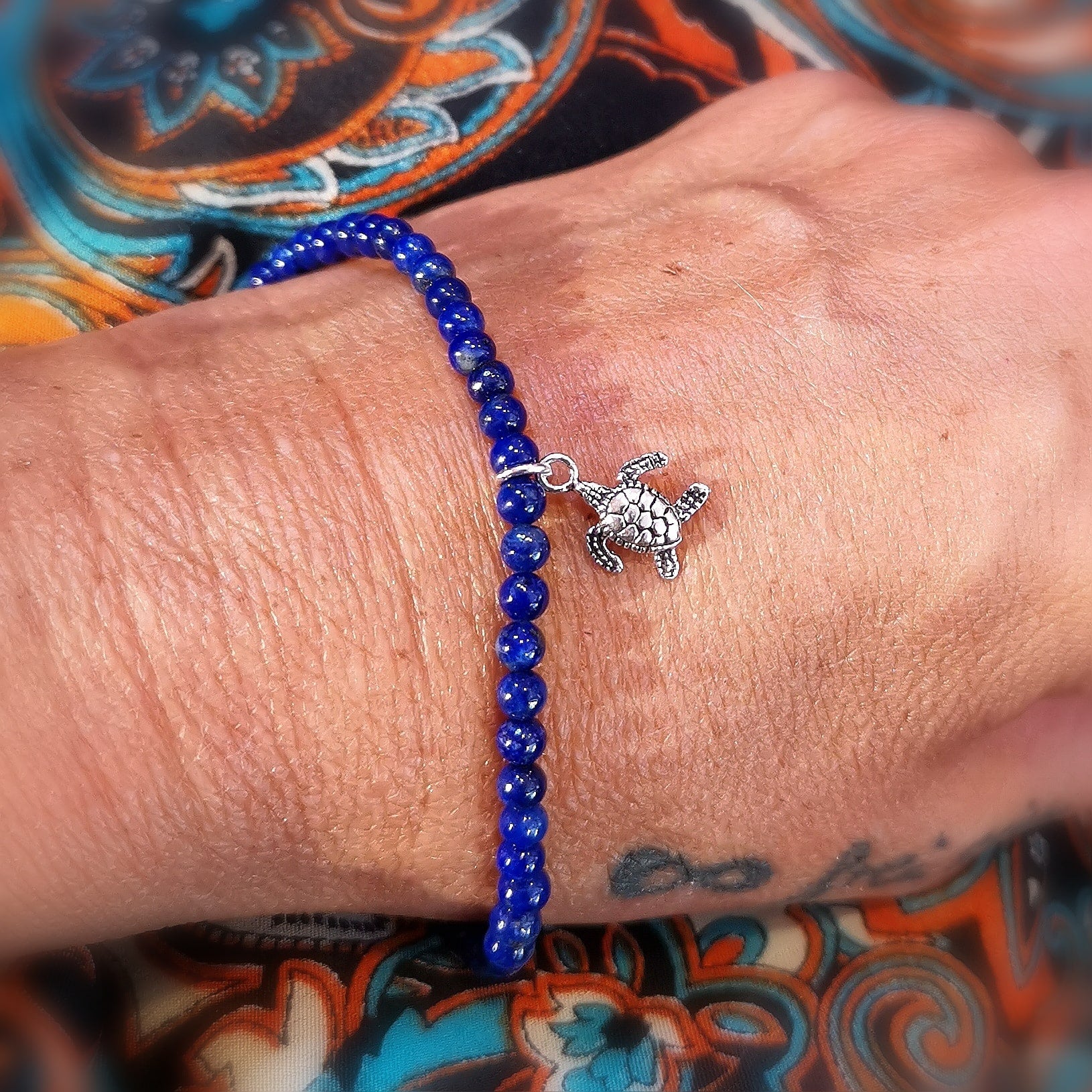Lapislazuli Wasser Schildkröte Edelstein Heilstein Karma Armband, geweiht - Freiheit und Harmonie