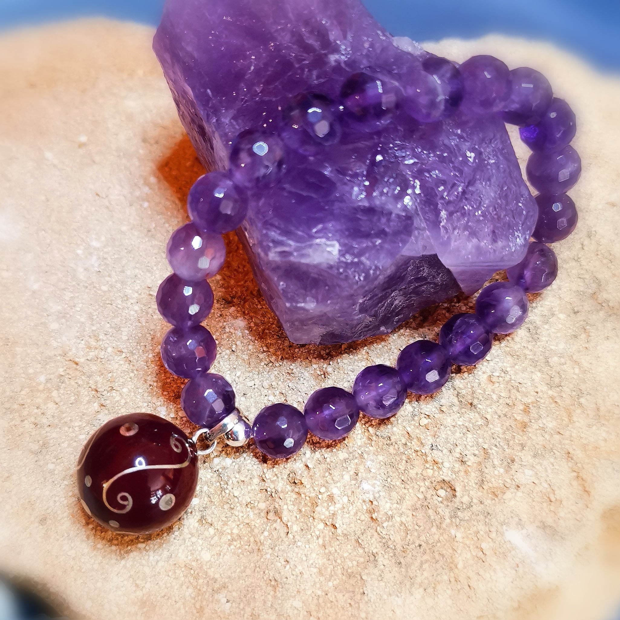 Pulsera Karma con Piedra Amatista Llamador de Ángeles, consagrada – Intuición y nuevo poder ✨