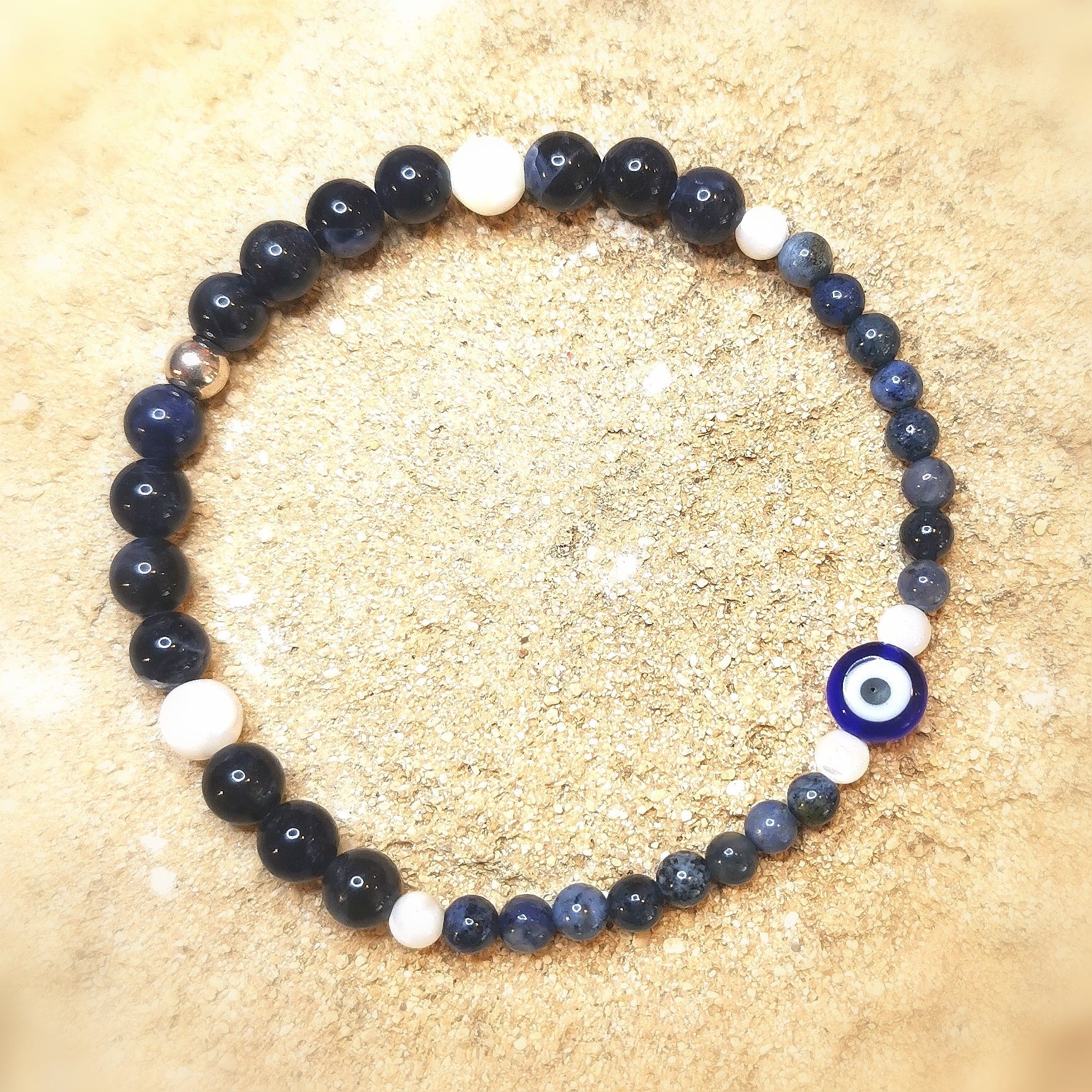 Dumortierit Edelstein Heilstein Shiva Auge Karma Armband blau, geweiht - ich bin im Schutz
