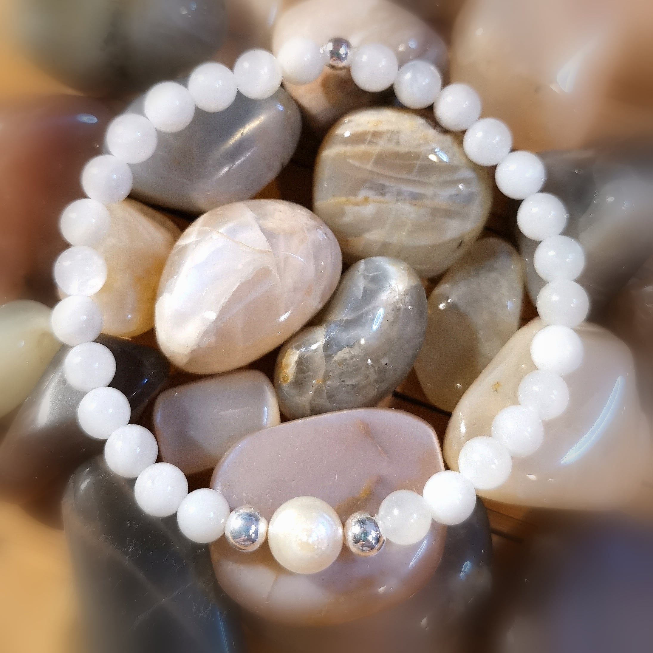 Regenbogen Mondstein Edelstein Heilstein Perle Karma Armband, geweiht, Schönheit des Lebens
