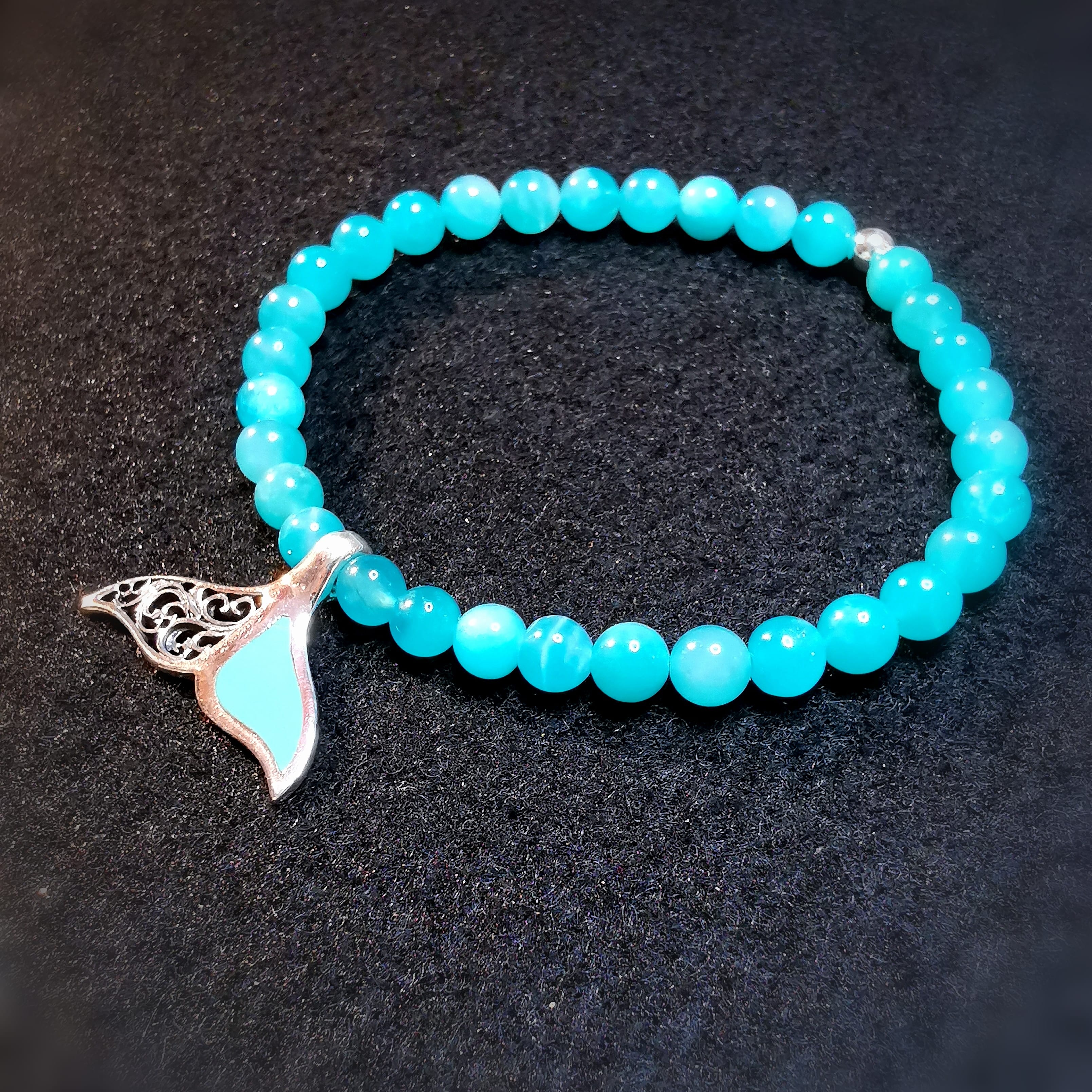 Apatit Edelstein Heilstein Karma Walflosse Karma Armband blau, geweiht, "erfrischend leicht"