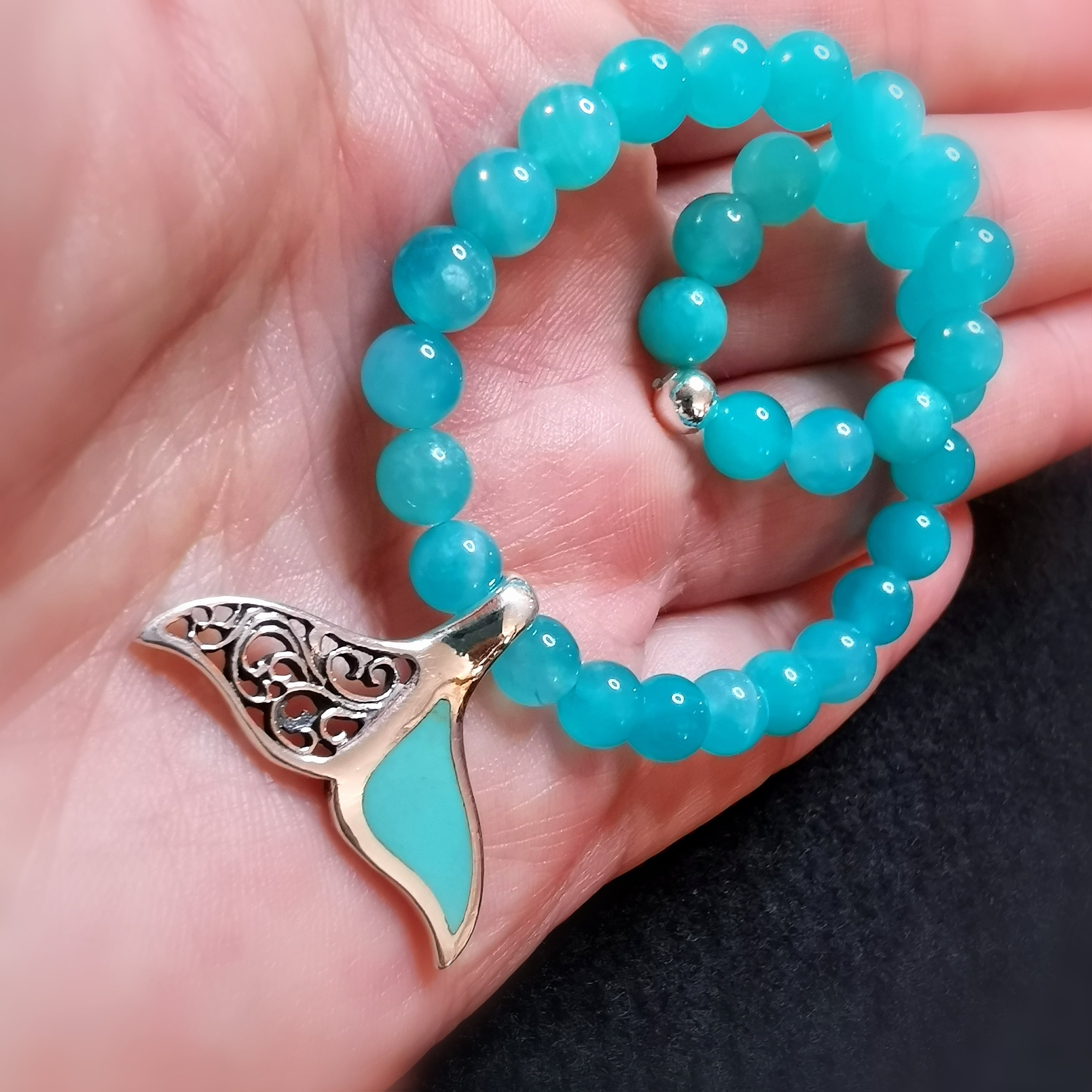 Apatit Edelstein Heilstein Karma Walflosse Karma Armband blau, geweiht, "erfrischend leicht"