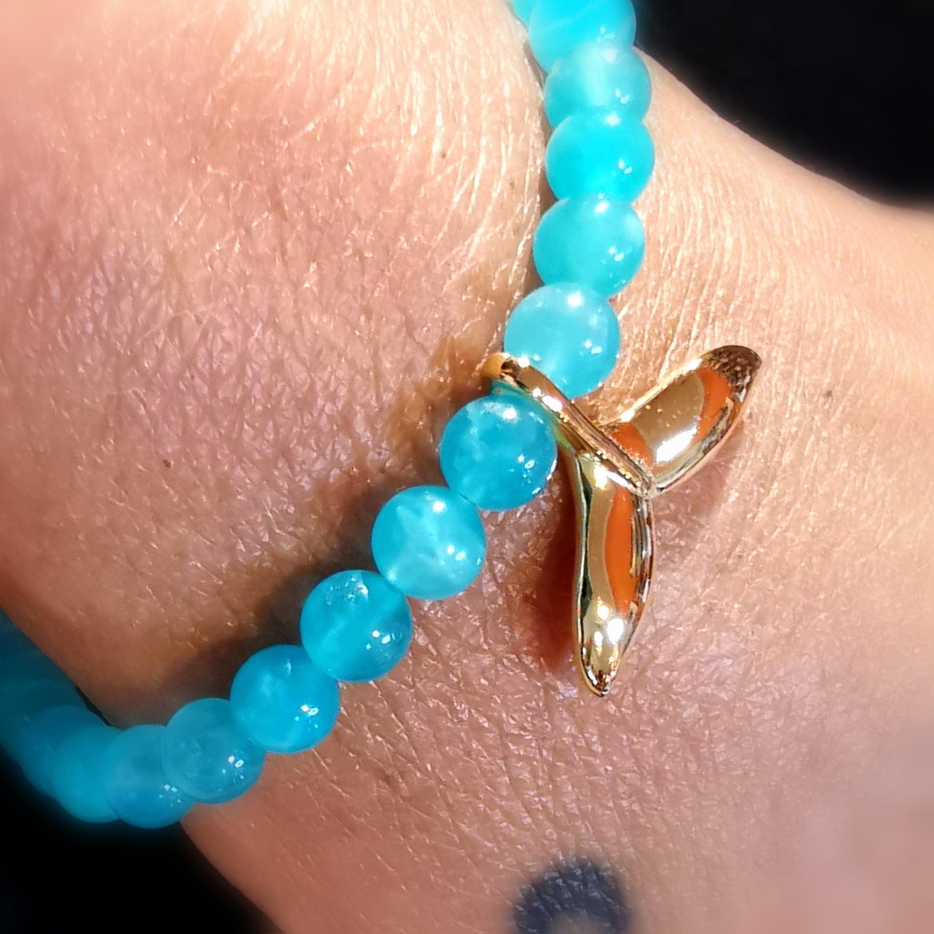 ✨ Apatite Whale Fin Gemstone Karma Bracelet – Primal Trust & Health, Consecrated ✨