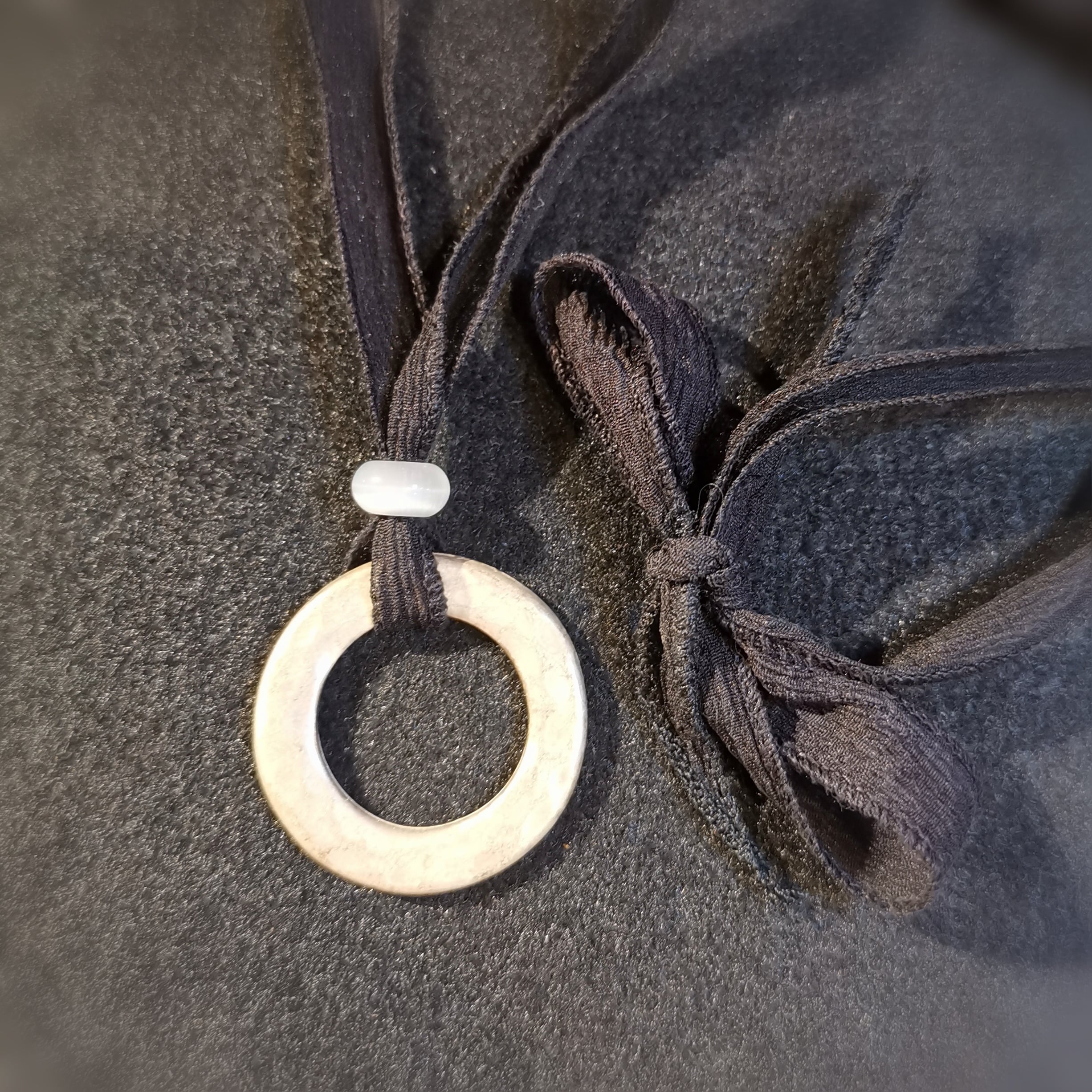 Lebenskreis Zinn Murano Glas Chiffon Karma Kette edler Hippie Schmuck - Schutz und Lebensglück