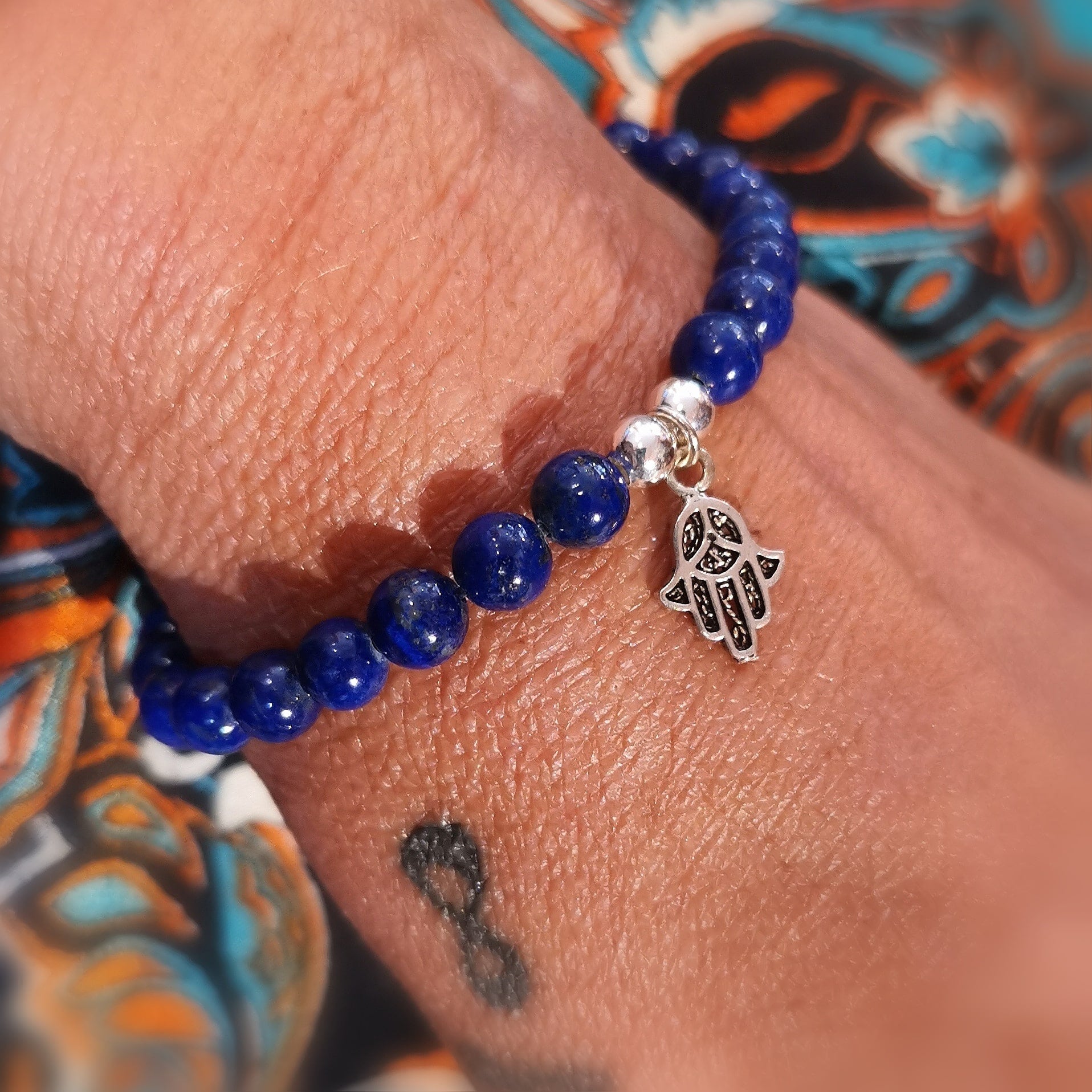 ✨ Lapislazuli Karma Armband Fatimas Hand – geweiht für Schutz & Klarheit ✨