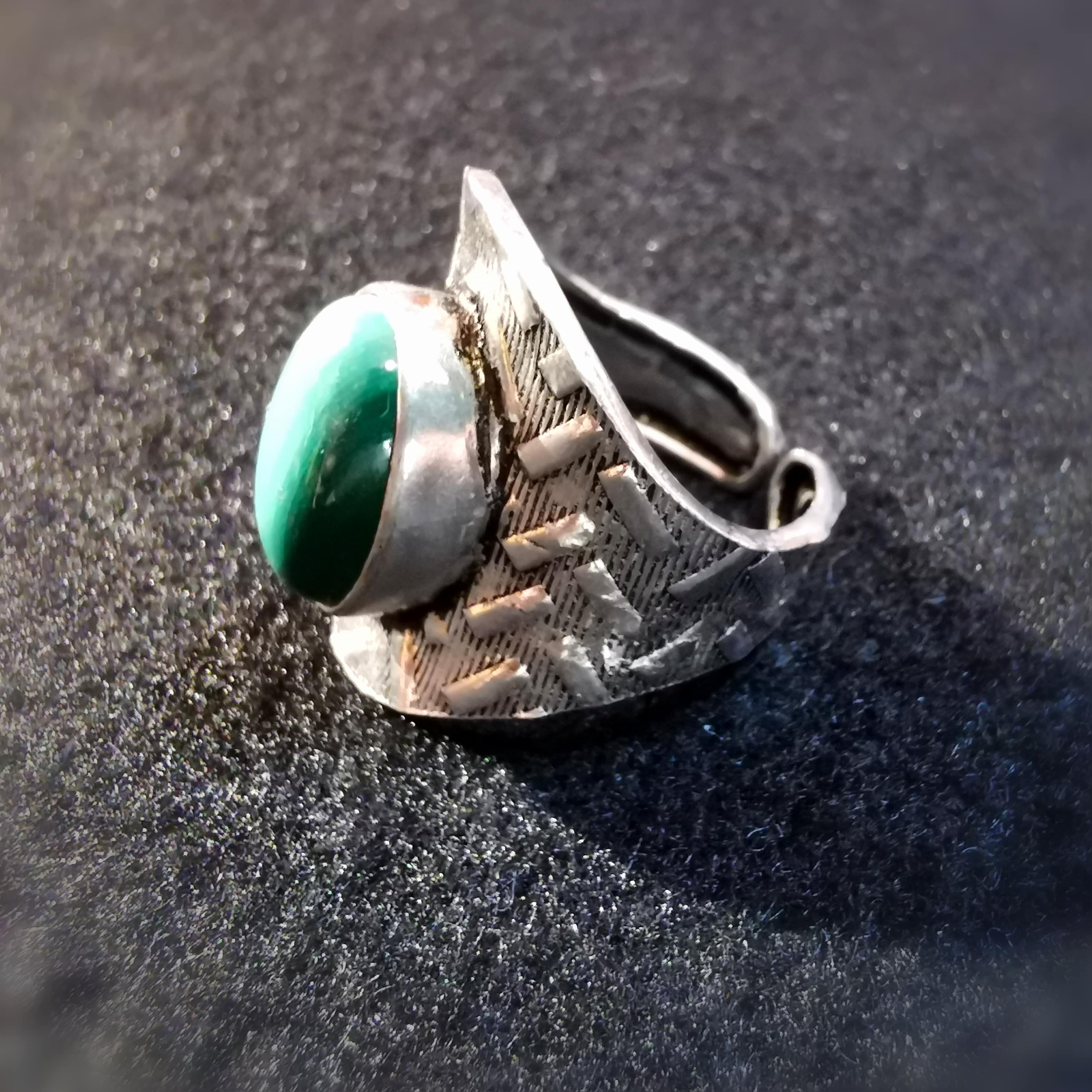 Malachit Edelstein Heilstein Sterlingsilber Ring grün , Größe 57 - Ausgeglichenheit, Lebensfreude