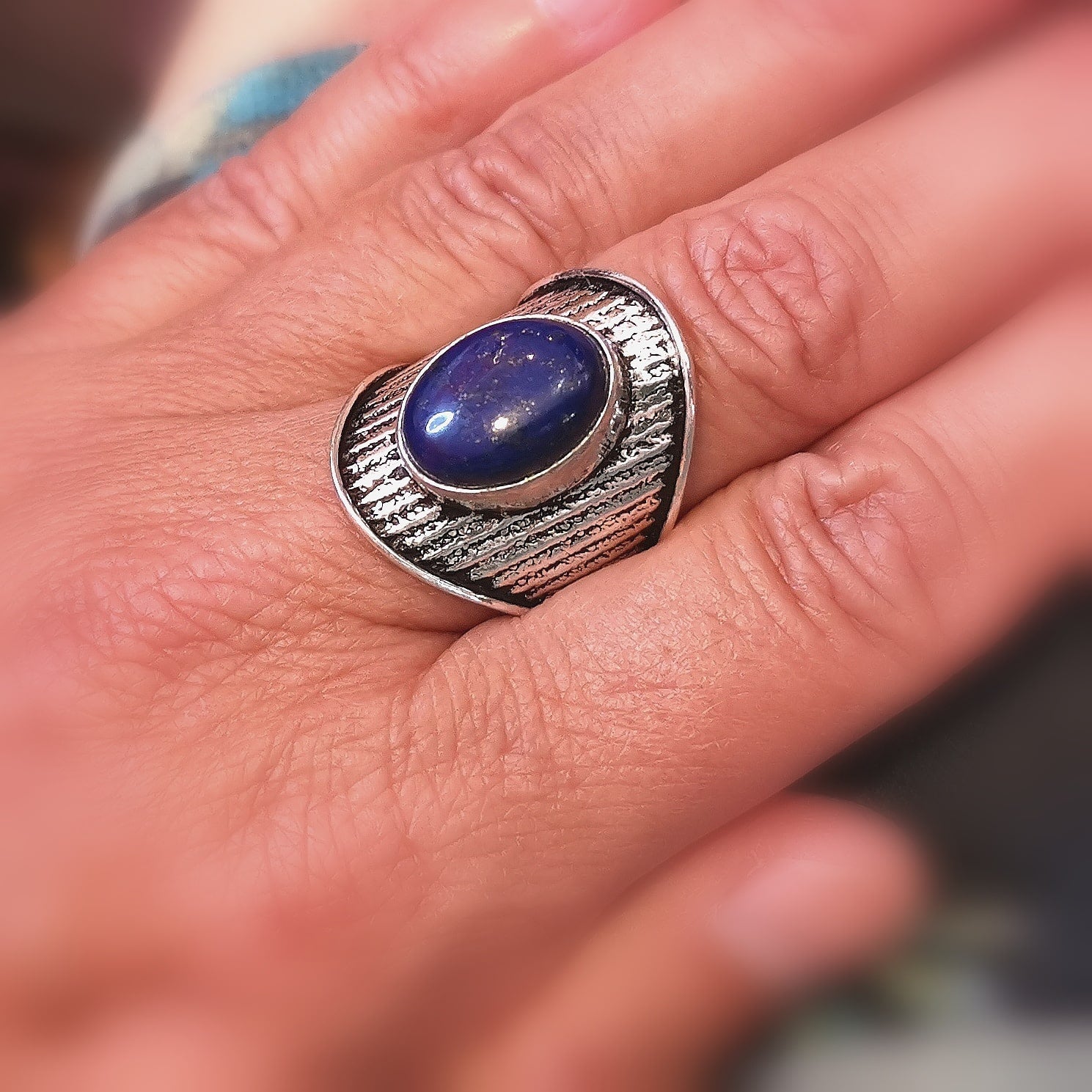 ✨ Lapislazuli Edelstein Heilstein Ring – geweiht für Optimismus & Klarheit ✨