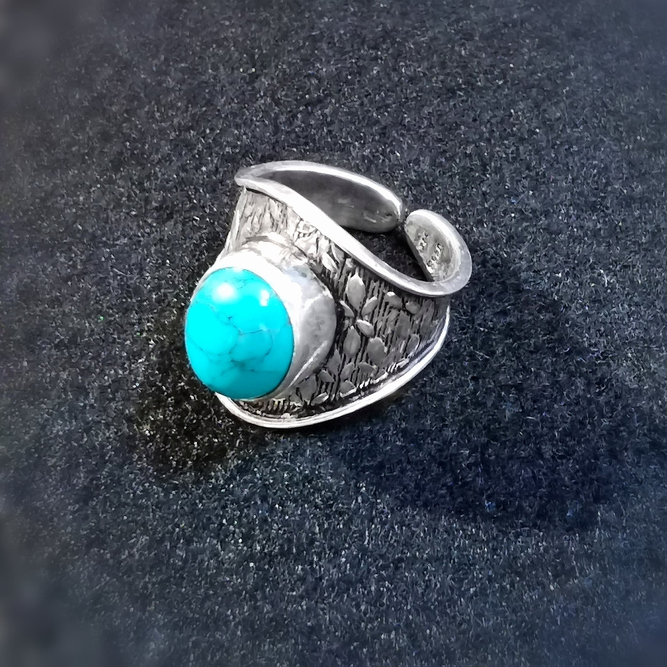 Türkis Magnesit edles Hippie Design Edelstein Heilstein Sterlingsilber Ring, Größe 56 - Lebensfreude