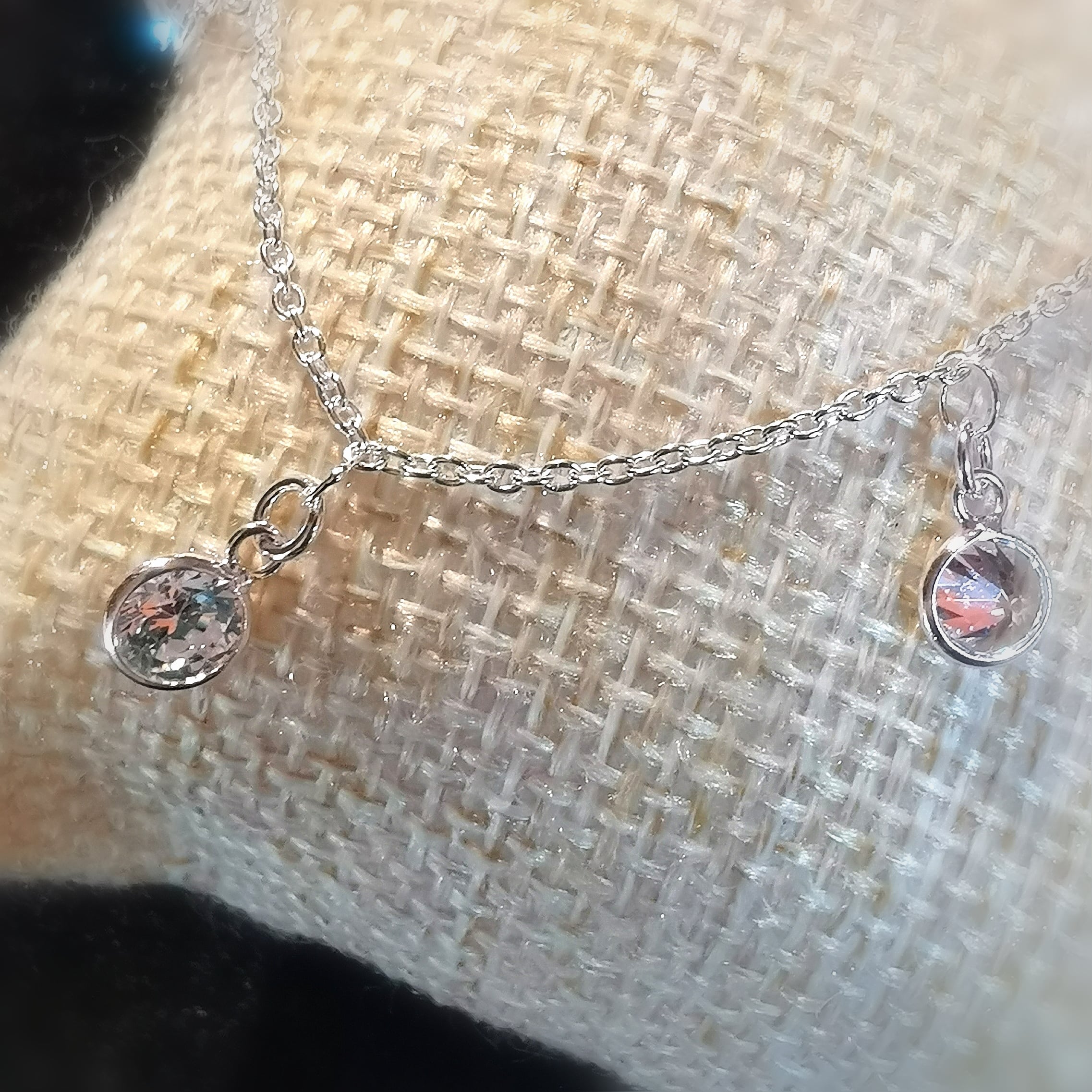 ✨ Glitter Crystal Anklet Sterling Silver – White Zircon Faceted ✨