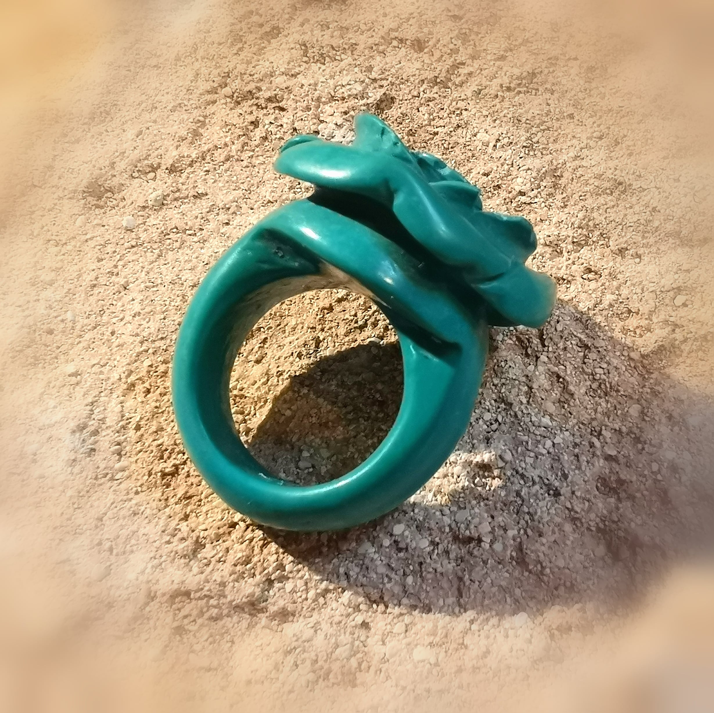 Türkis Magnesit Edelstein Hippie Ring, flower power Blüte - Größe 58 - Lebensfreude
