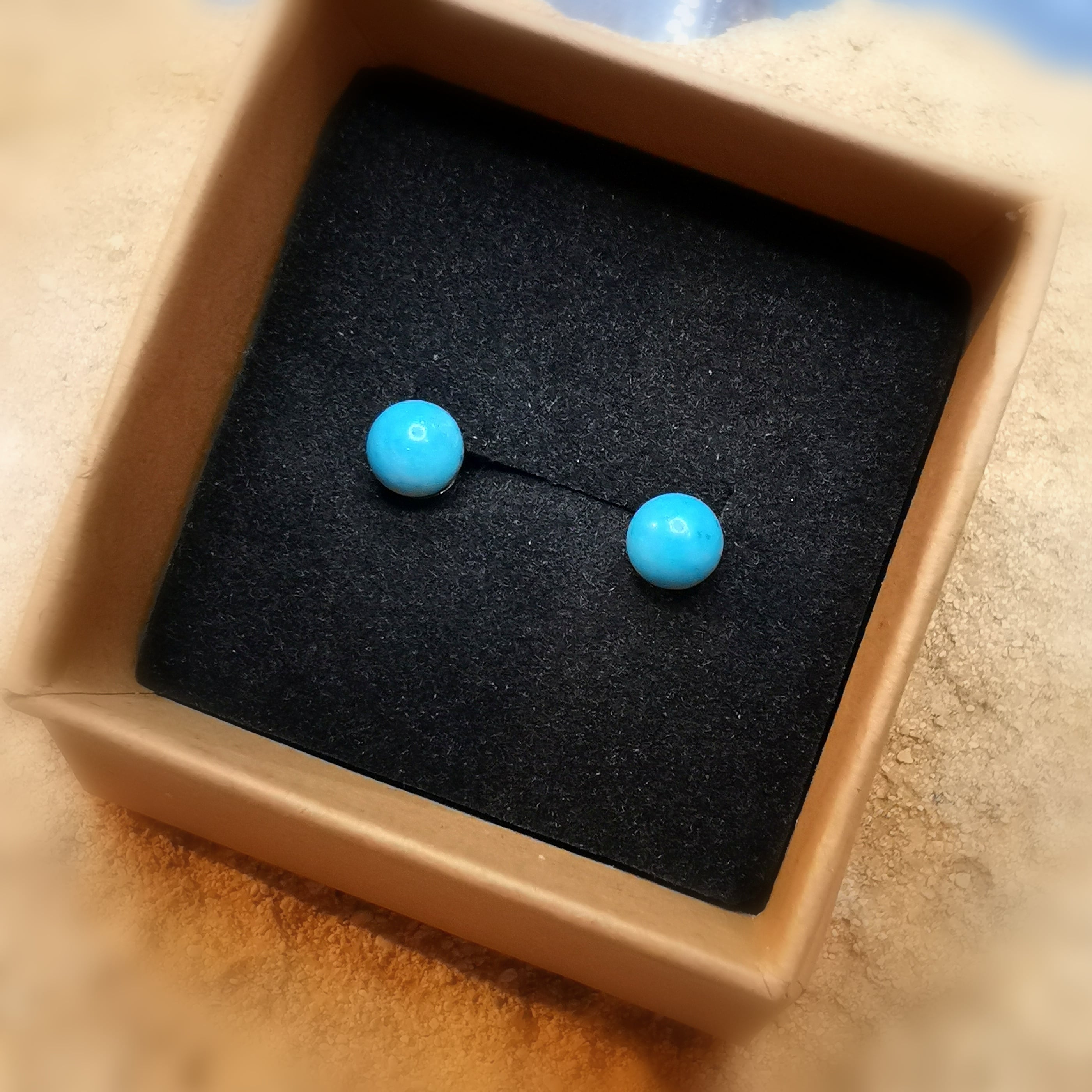 Türkis Magnesit Heilstein Ohrstecker, Edelstein Ohrringe blau türkis