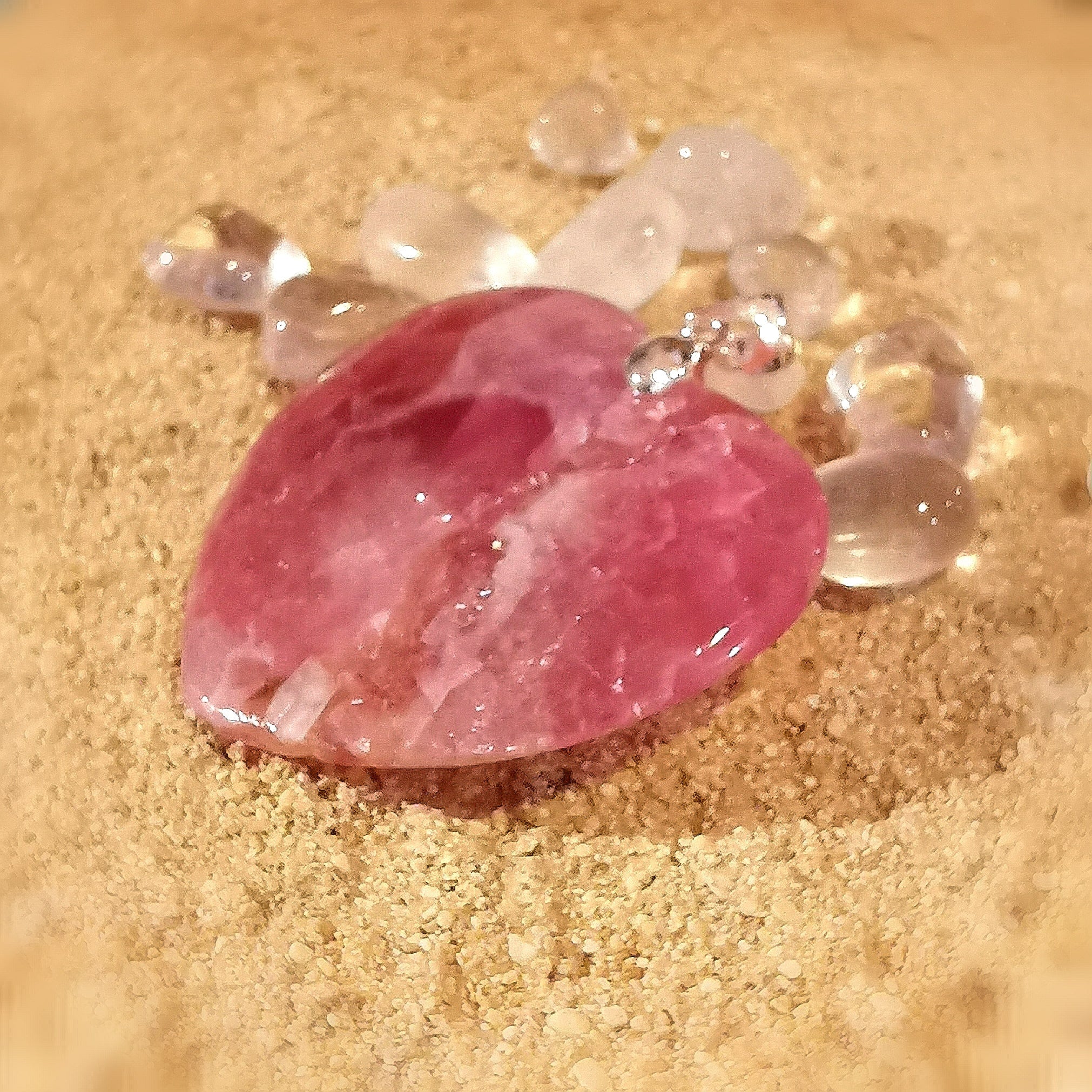 Kobaltcalcit Herz Edelstein Heilstein Anhänger pink rosa - Selbstvertrauen und Optimismus