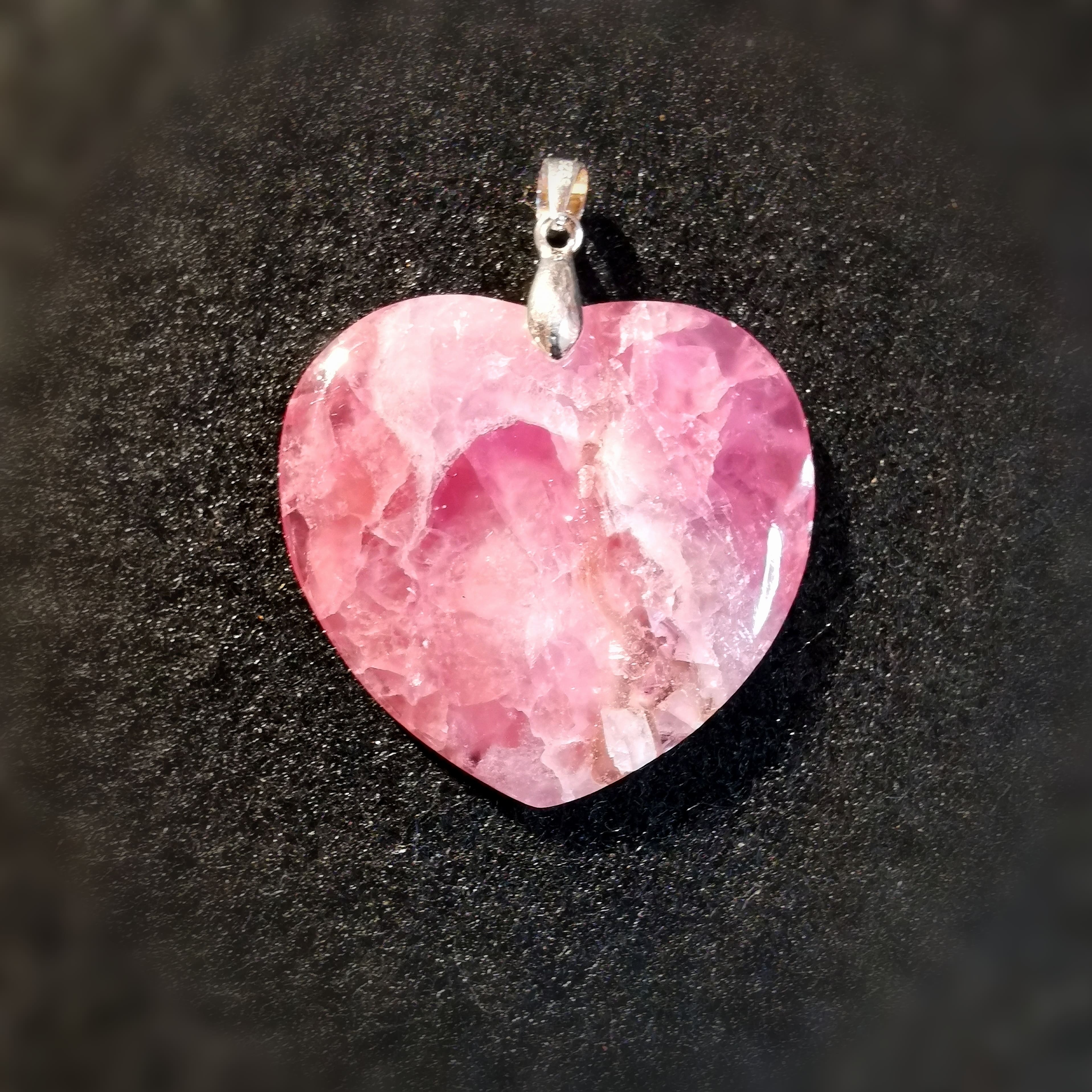 Kobaltcalcit Herz Edelstein Heilstein Anhänger pink rosa - Selbstvertrauen und Optimismus