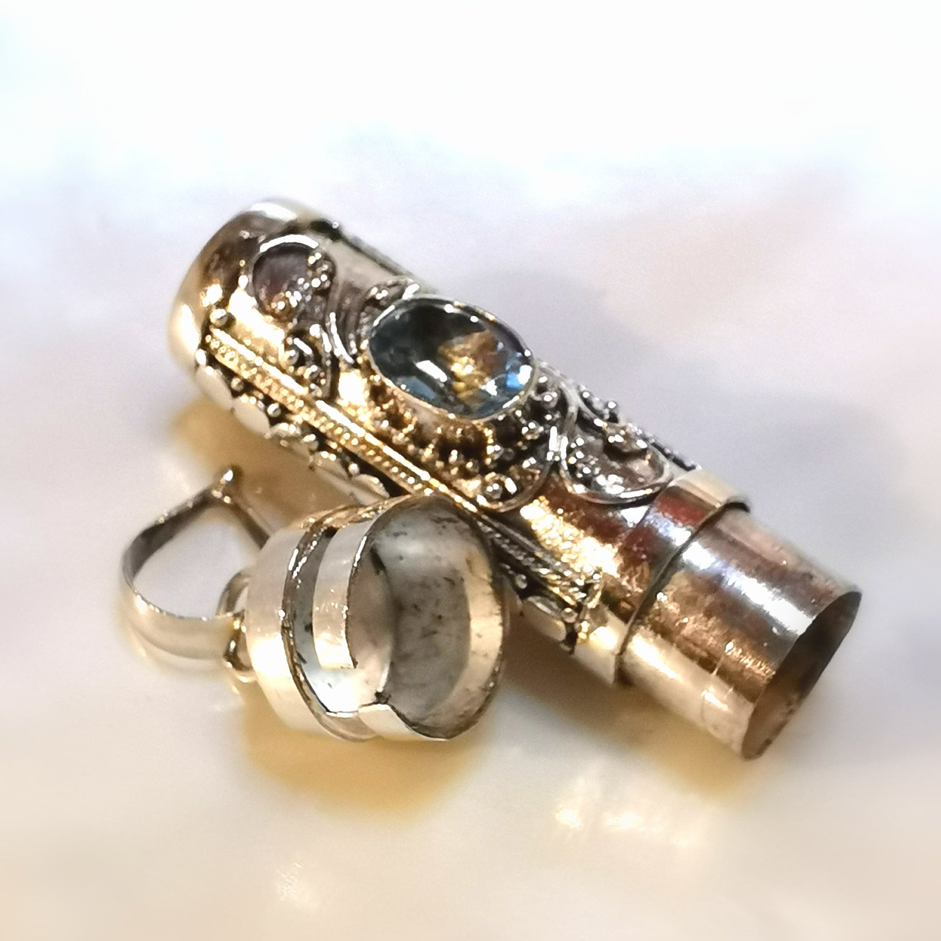 Wunsch Medaillon Glücksbringer Aquamarin Edelstein Anhänger Sterlingsilber - Träume werden wahr