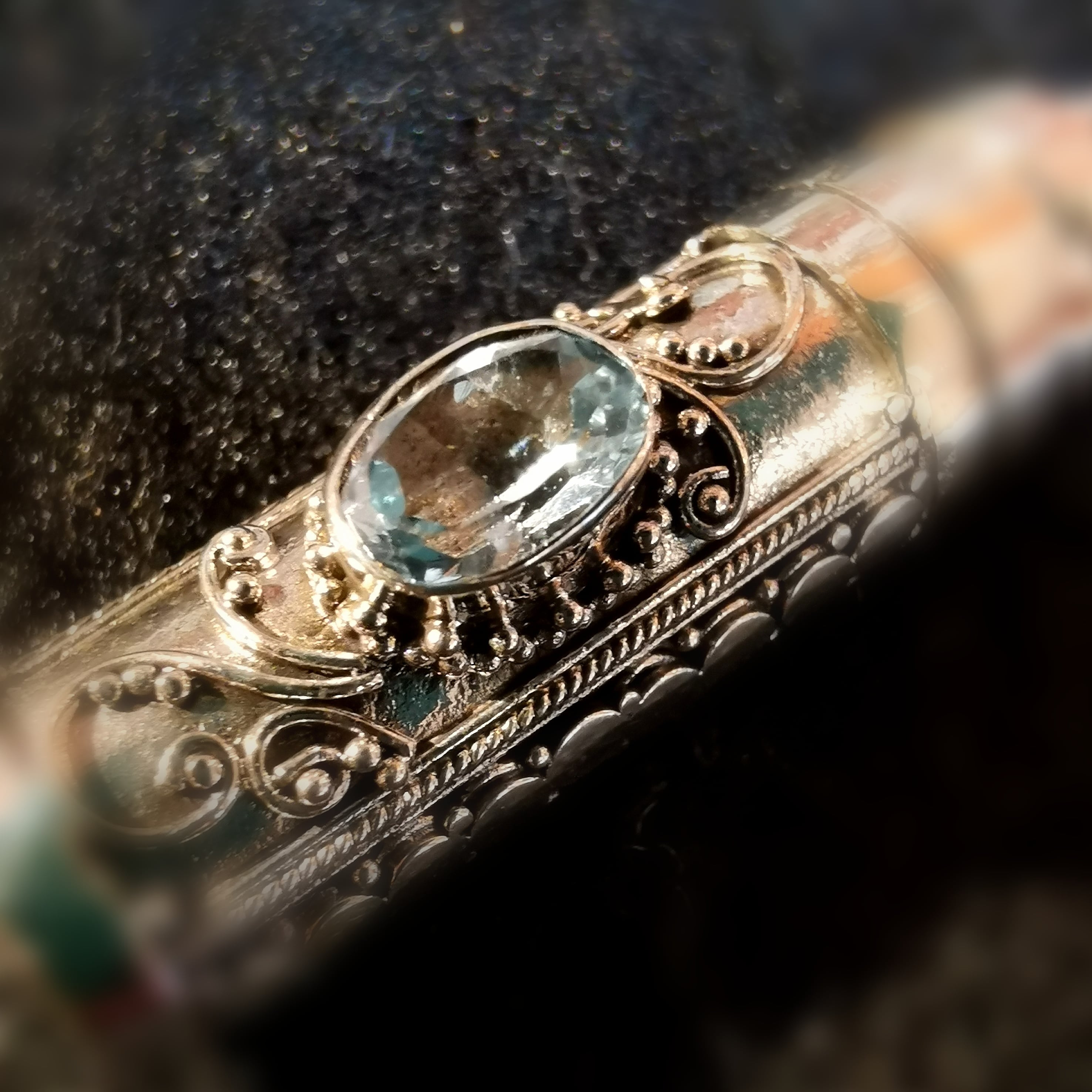 Wunsch Medaillon Glücksbringer Aquamarin Edelstein Anhänger Sterlingsilber - Träume werden wahr