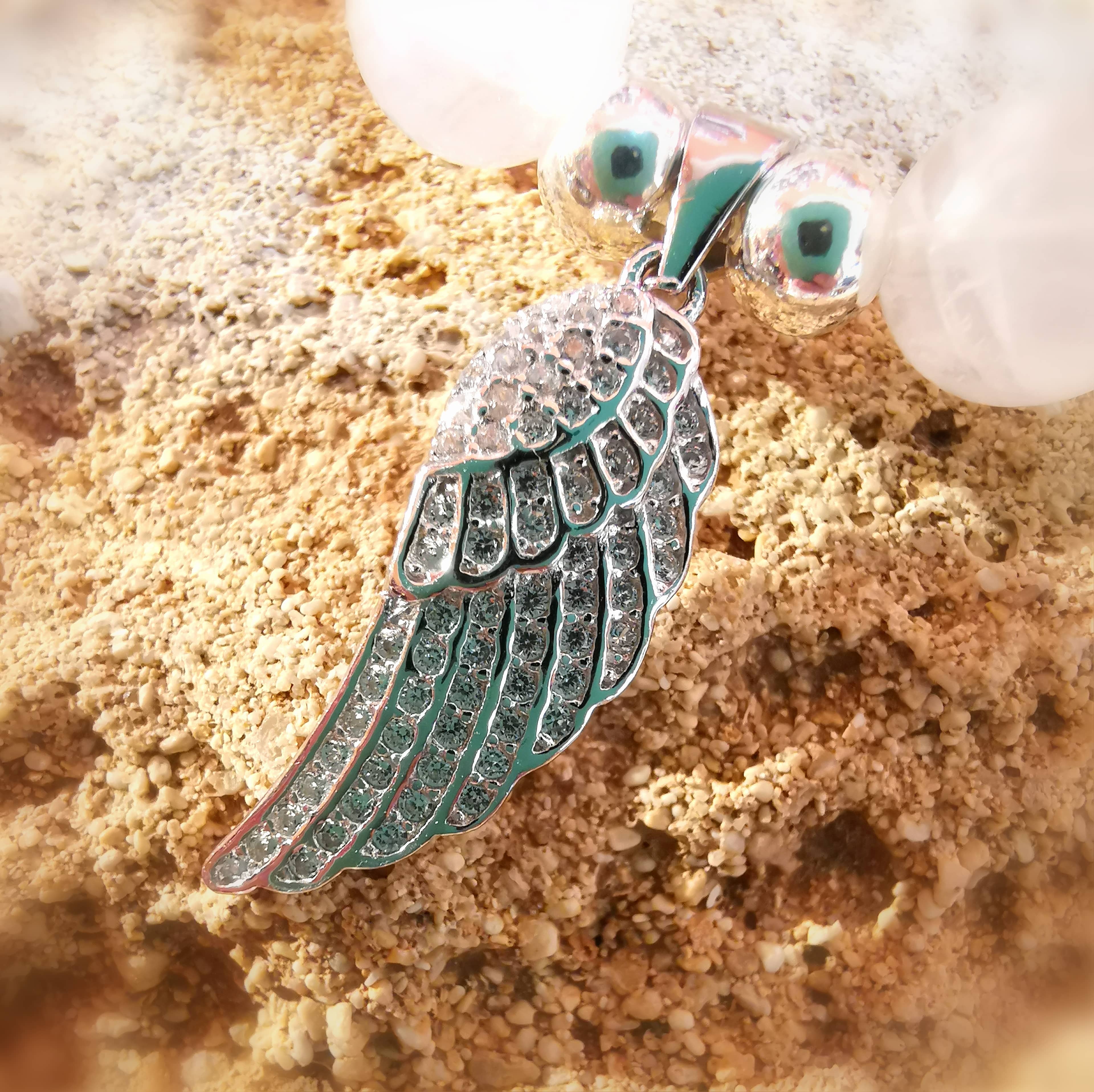 Regenbogen Mondstein Edelstein Heilstein Karma Armband mit Engelsflügel, geweiht - Kraft der Liebe