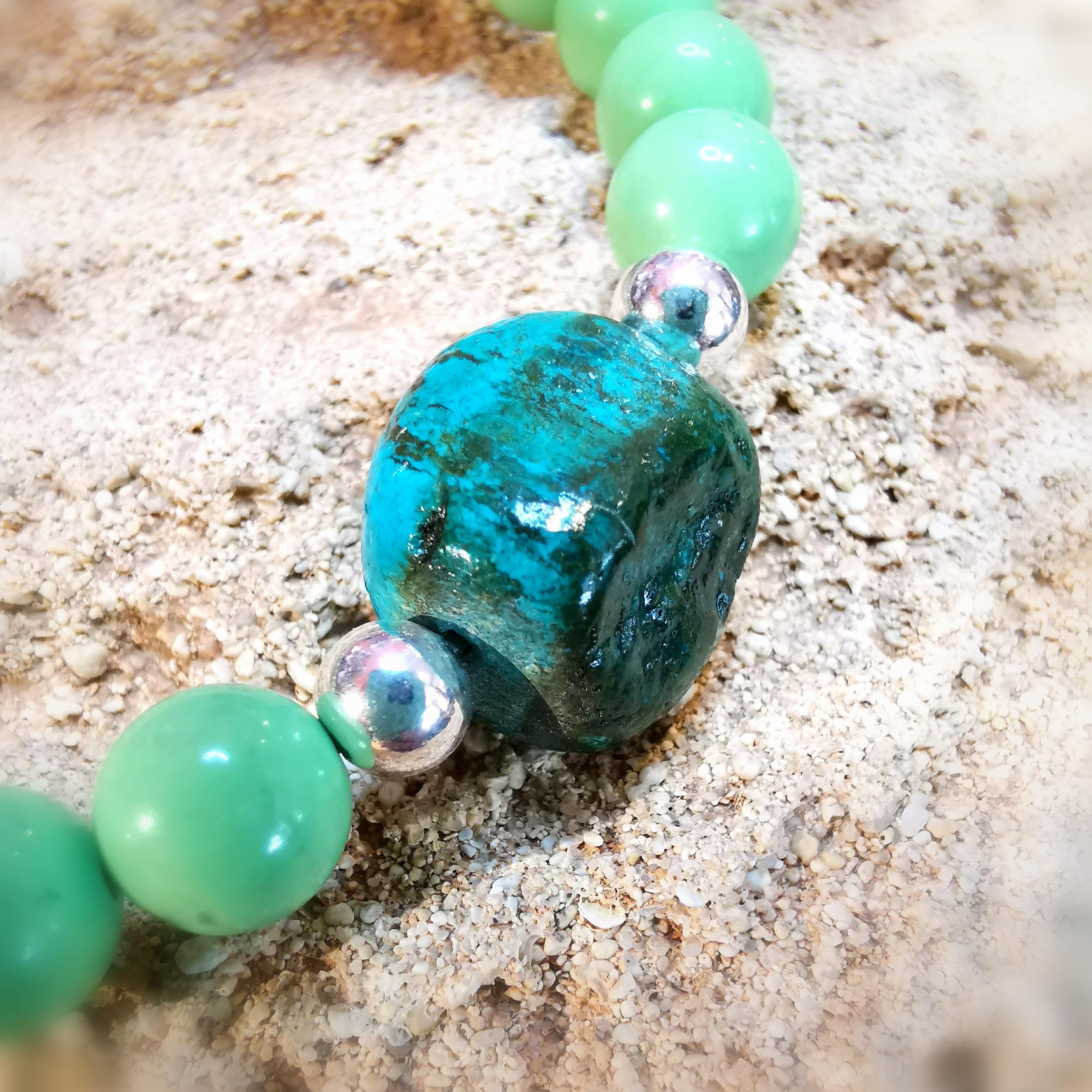 💎 Turquoise & Magnesite Karma Gemstone Bracelet XL – consecrated for freedom, self-expression & vitality