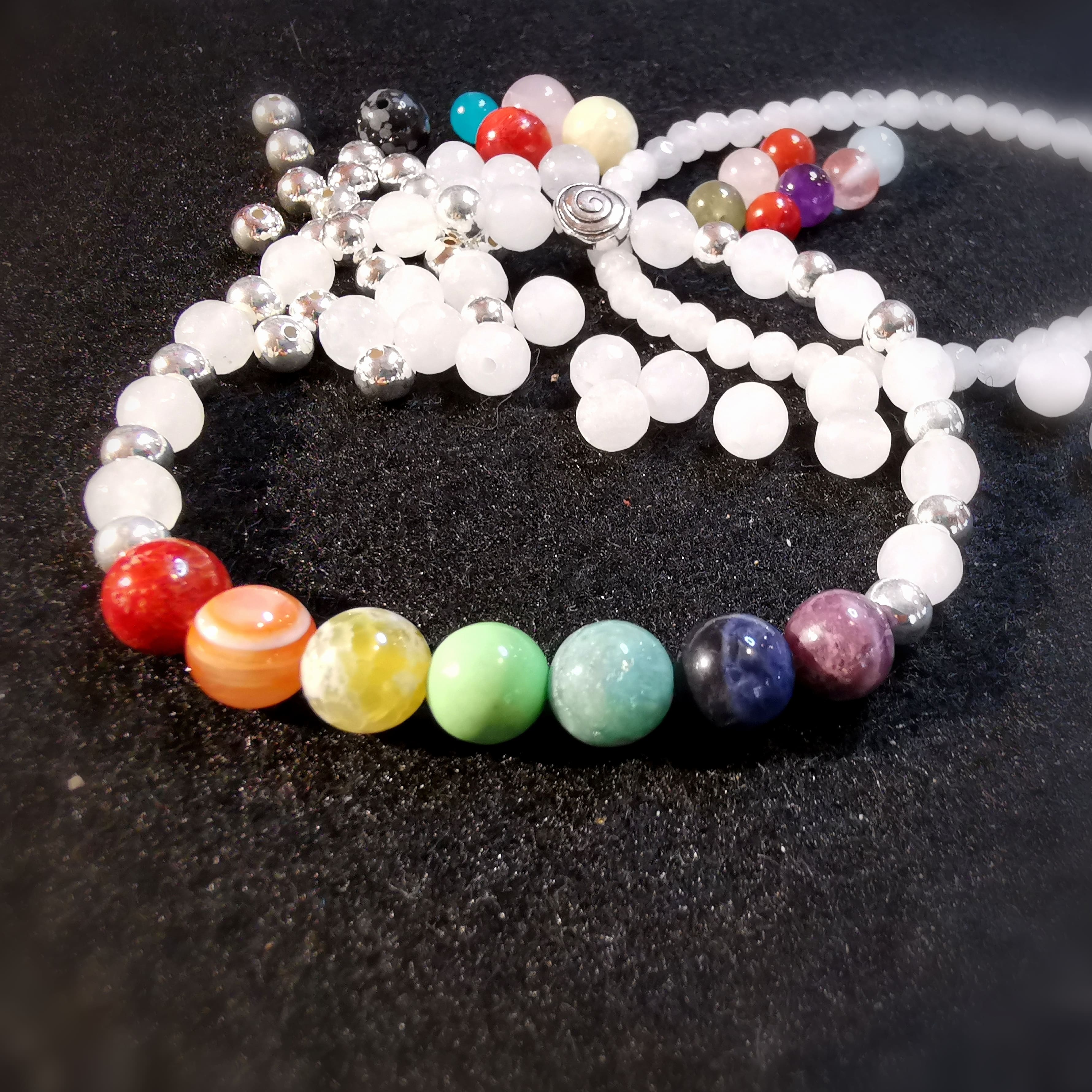 Chakra Edelstein Heilstein Karma Armband Sterlingsilber, geweiht - neue Energie
