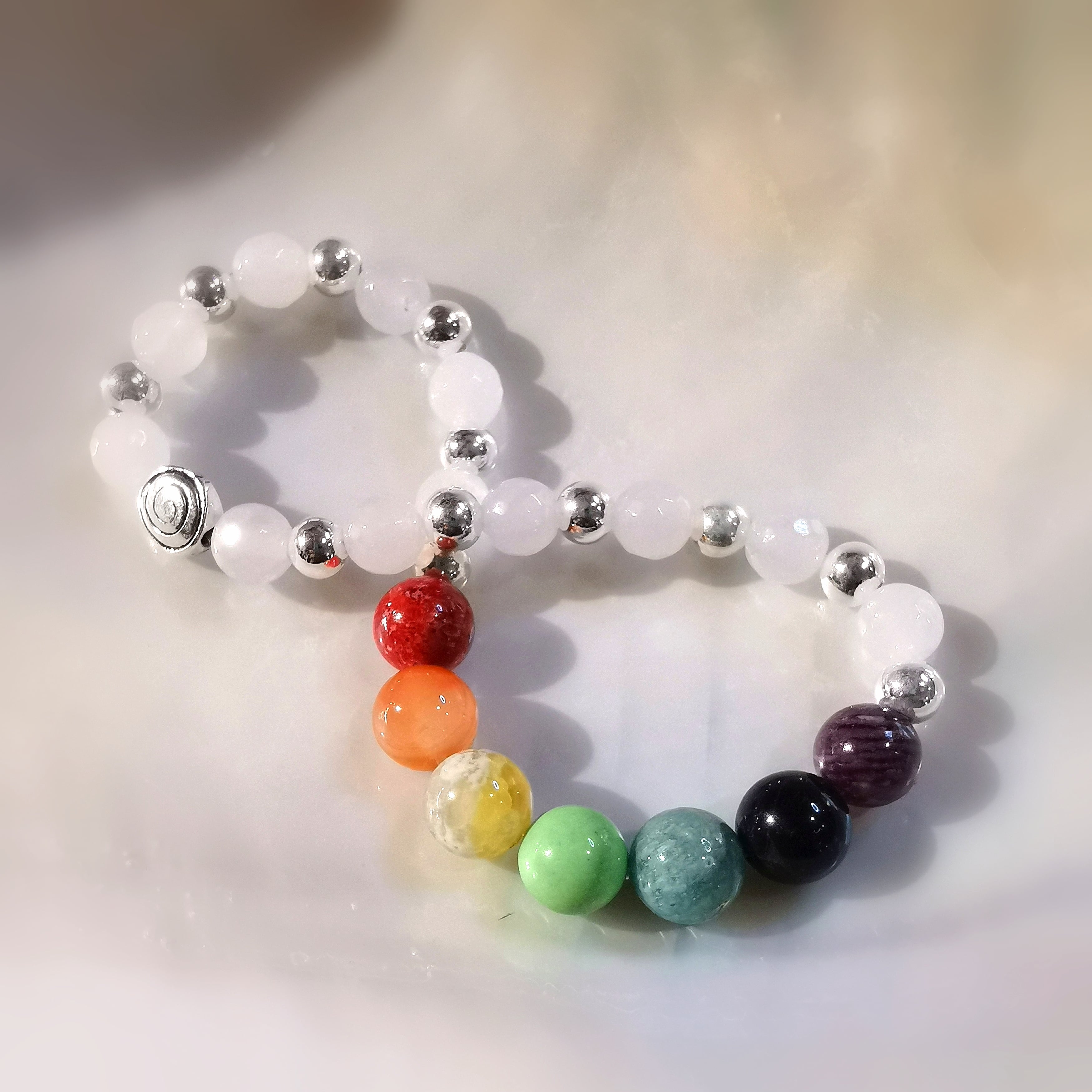 edles Chakra Edelstein Heilstein Energiespirale Karma Armband Sterlingsilber, geweiht - neue Energie
