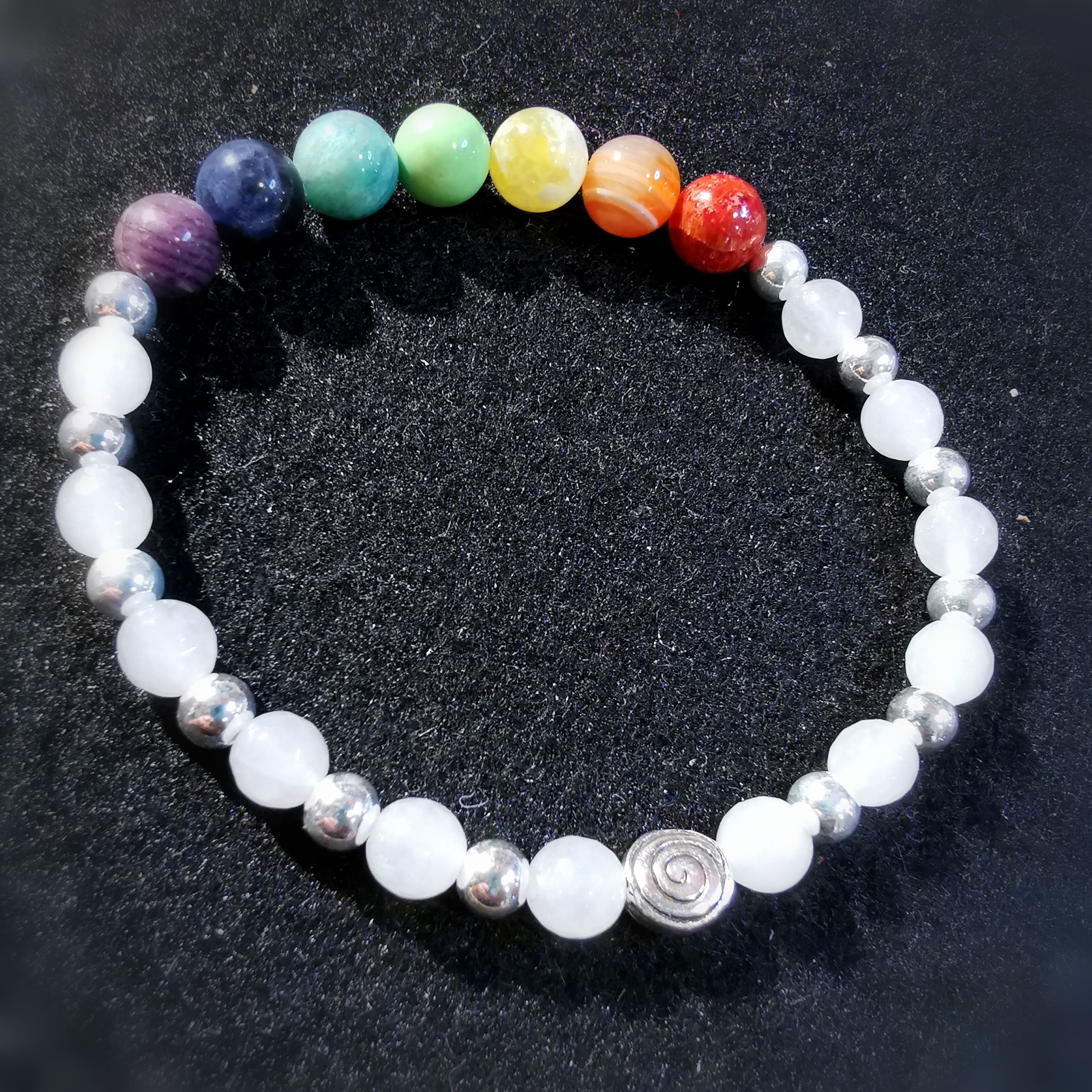 Chakra Edelstein Heilstein Karma Armband Sterlingsilber, geweiht - neue Energie