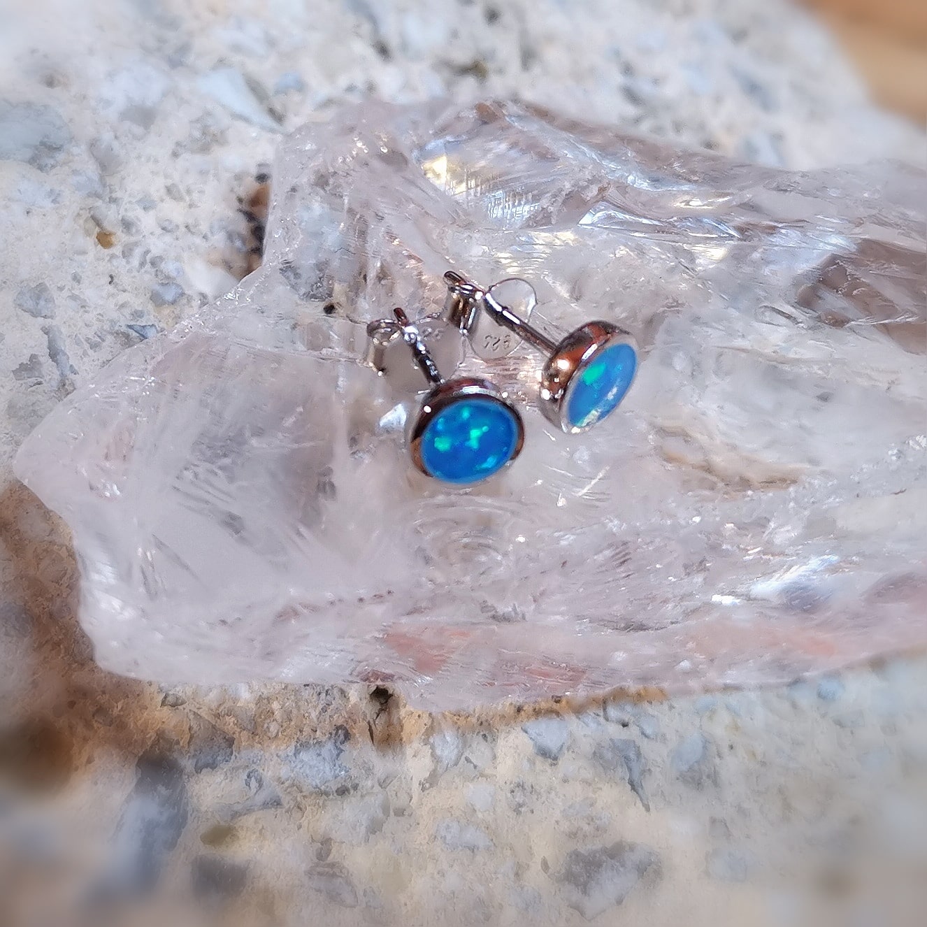 Blauer Opal Ohrringe – Edelstein & Sterlingsilber - Seelenlicht