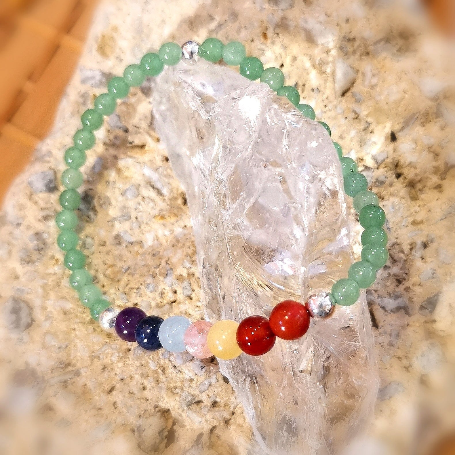 Jade grün Chakra 7 Heilsteine Edelsteine Karma Armband - Harmonie