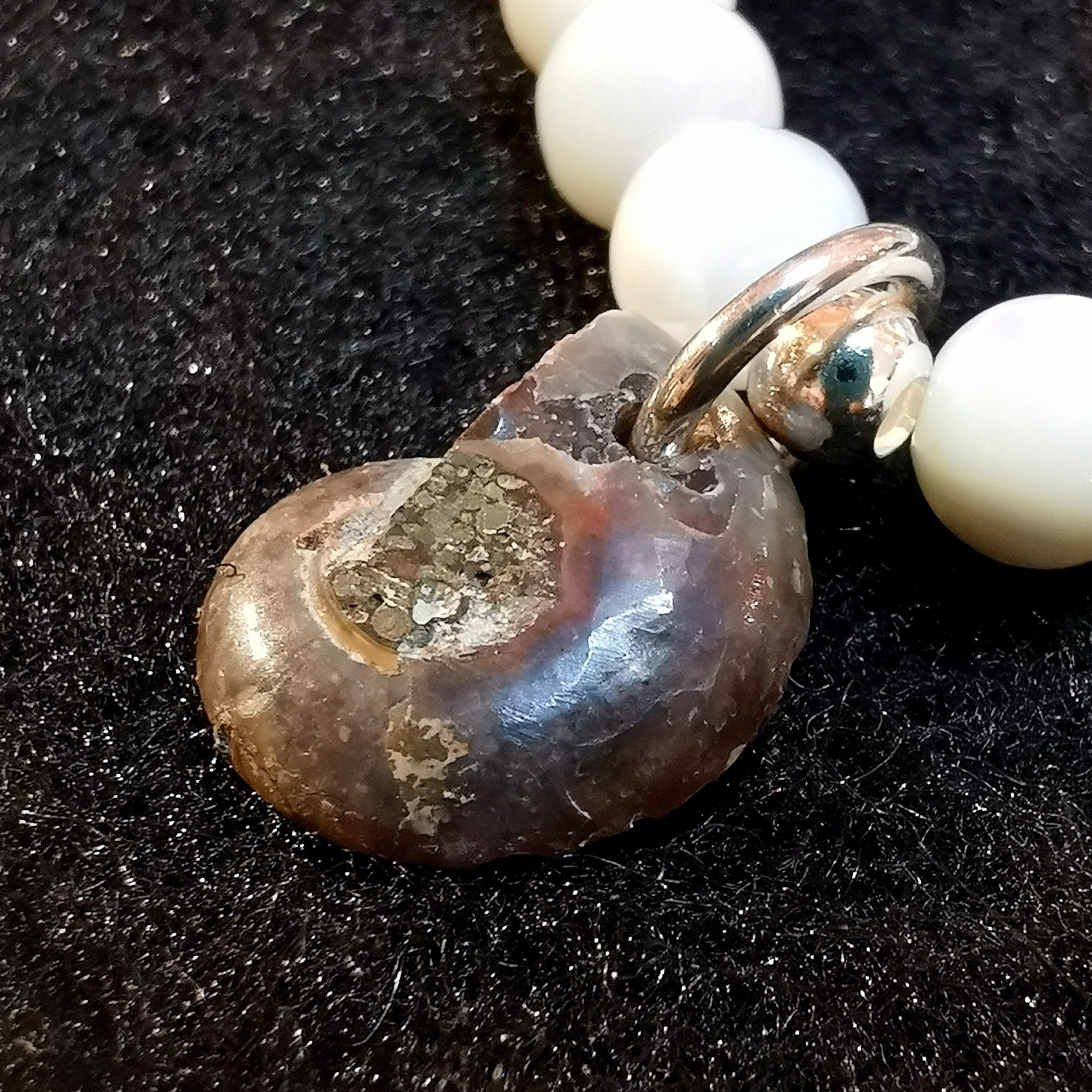 Mother of Pearl & Ammonite Karma Bracelet – consecrated for gentleness, self-expression & spiritual renewal