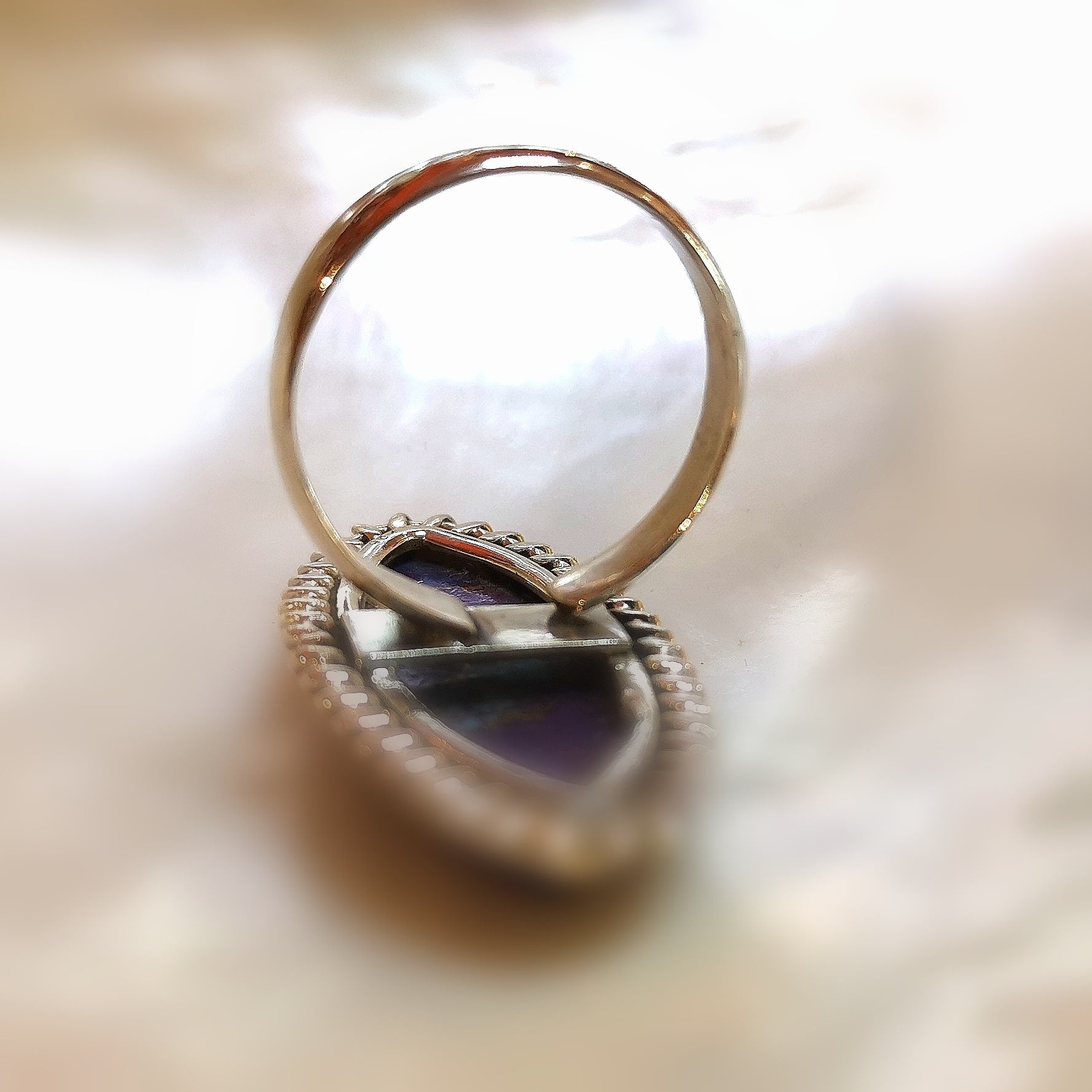 edler lila Türkis Pyrit Edelstein Heilstein Sterlingsilber Karma Ring - verstellbare Größe - FreiSein