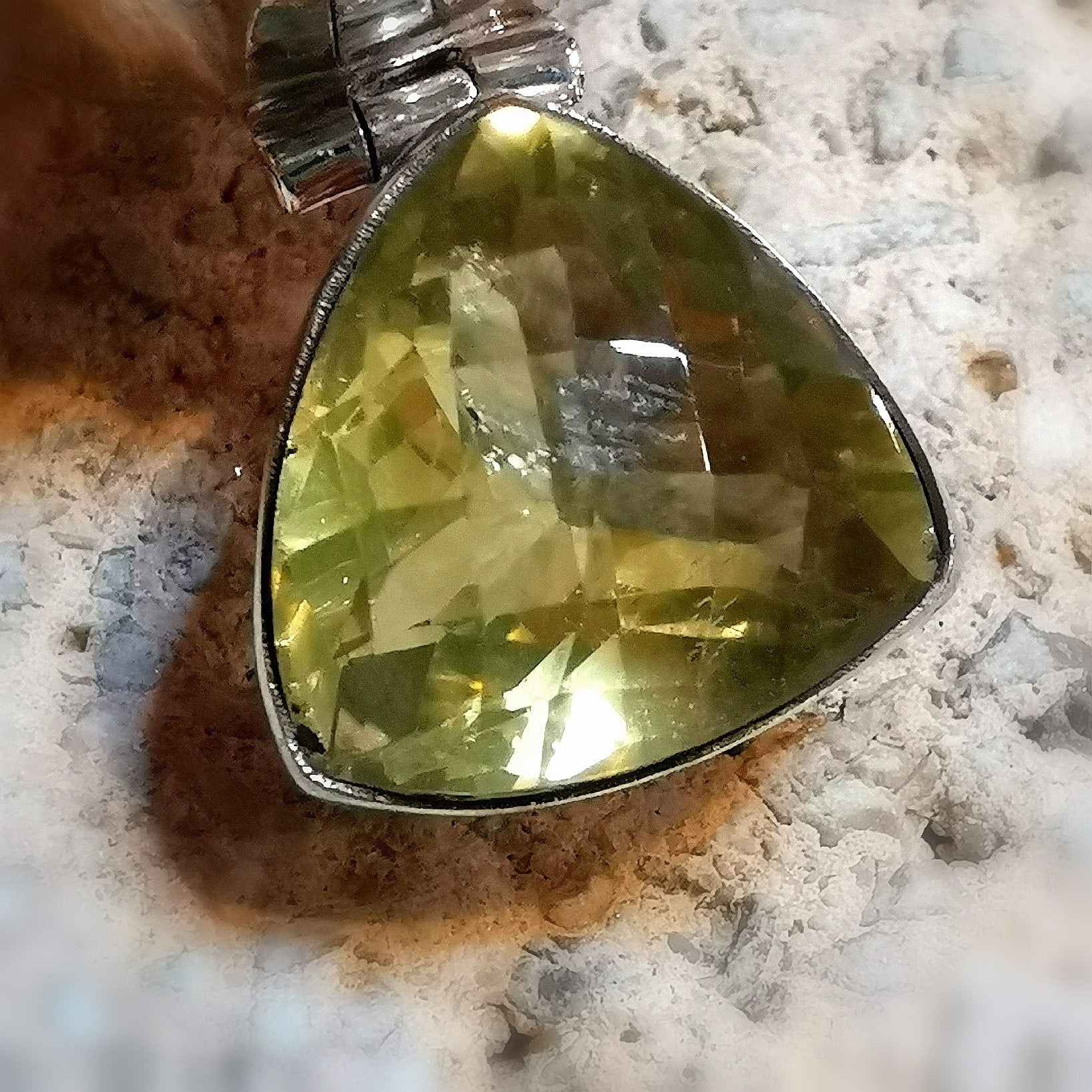 Ammonit Citrin, Fossil Edelstein Heilstein Karma Kette XL, geweiht - für Lebensmut und Lebensfreude