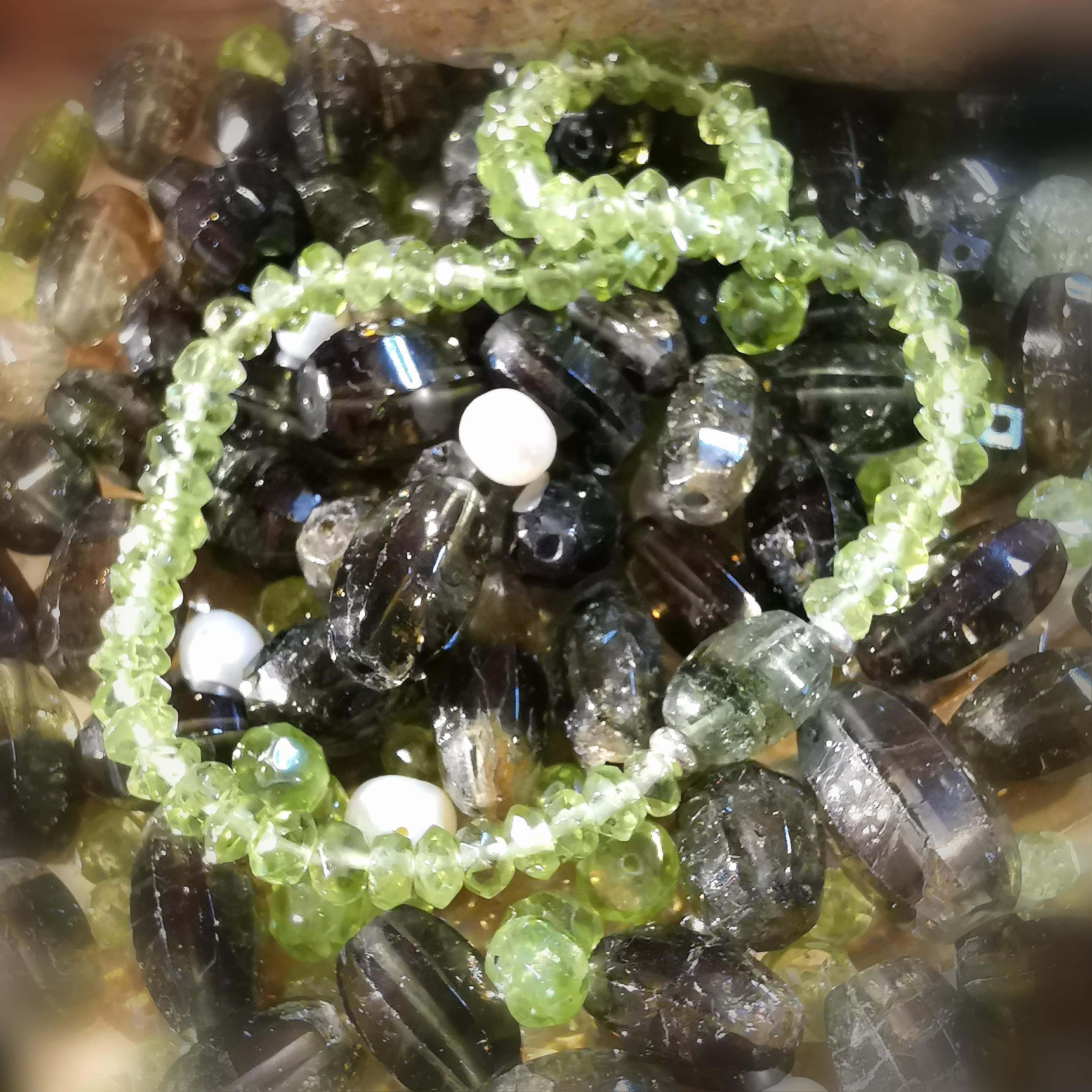 Olivin Peridot Lanzarote Edelstein Karma Armband mit grünem Turmalin, AA Qualität, lichtvolle Wege